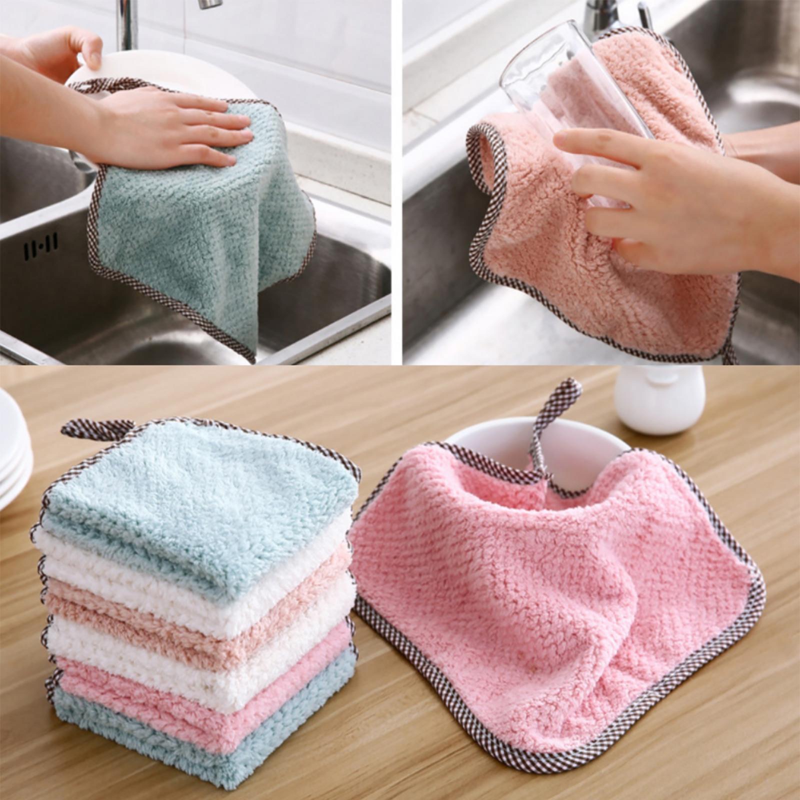 4x4Pcs Absorbent Cleaning Cloth Quick Drying for Furniture Wiping Stains Green