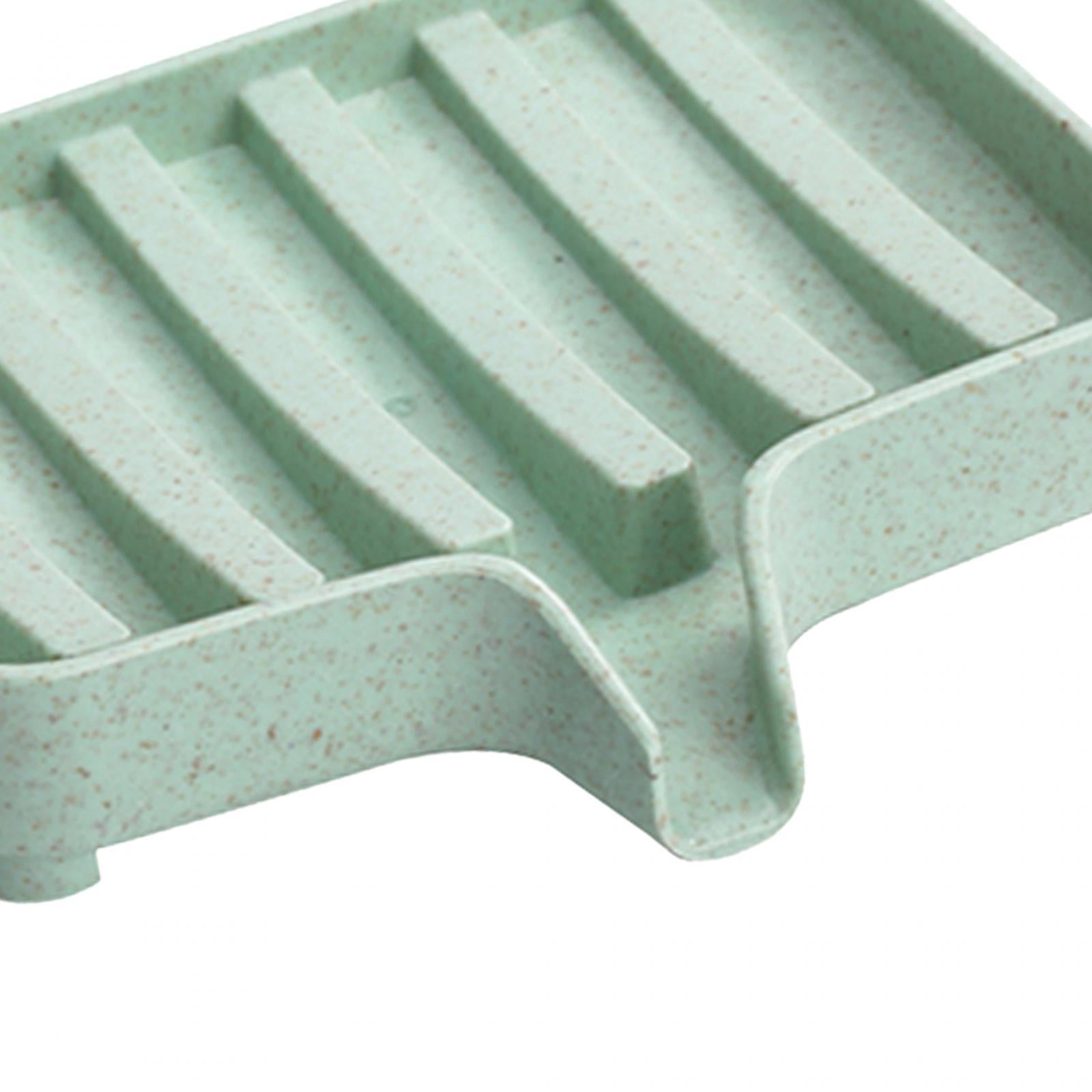 3xSelf Draining Soap Dishes Drain Shelf Durable for Toilet Counter Top Bathtub green