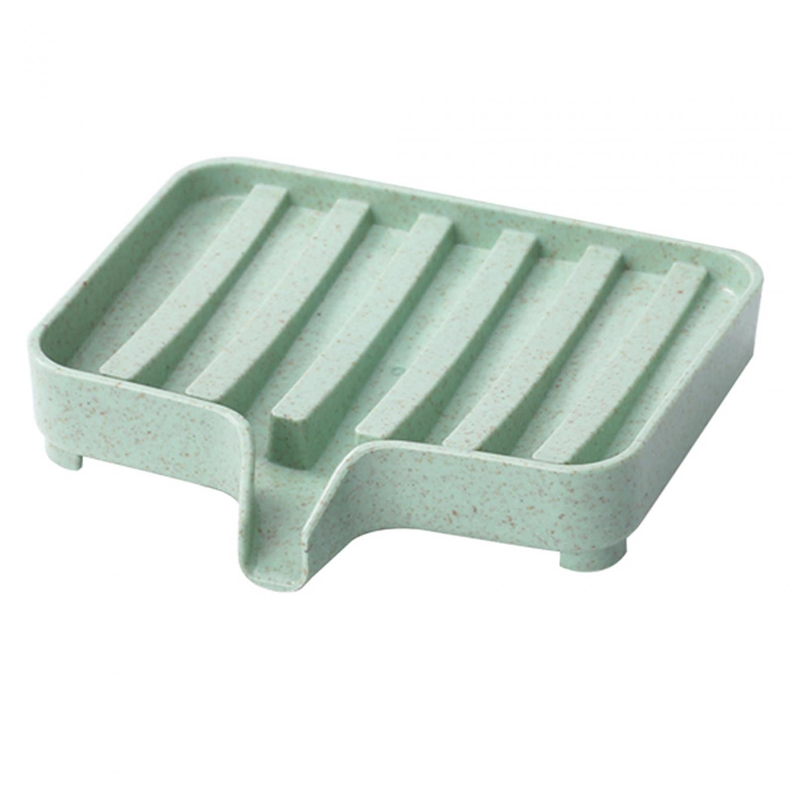 4xSelf Draining Soap Dishes Drain Shelf Durable for Toilet Counter Top Bathtub green