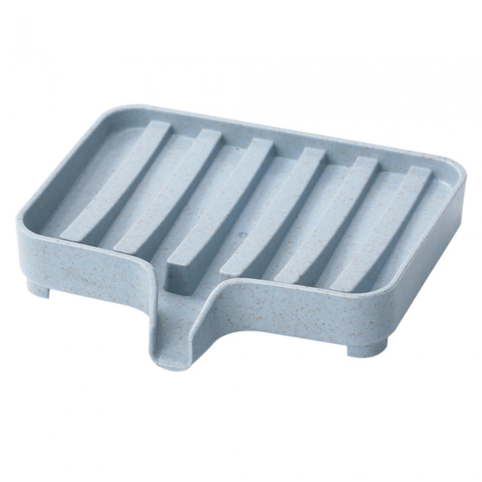 4xSelf Draining Soap Dishes Drain Shelf Durable for Toilet Counter Top Bathtub blue