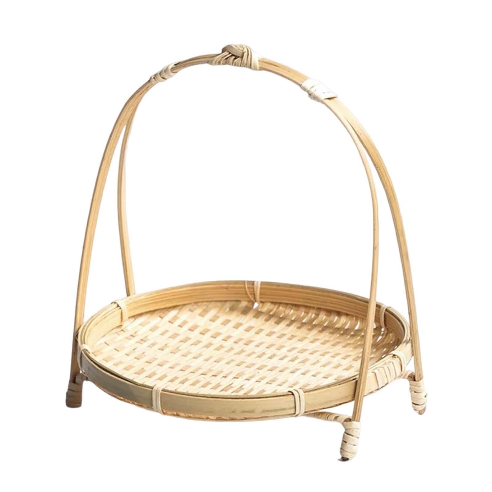 2xHandwoven Fruit Basket Serving Trays Rattan for Kitchen Restaurant Table