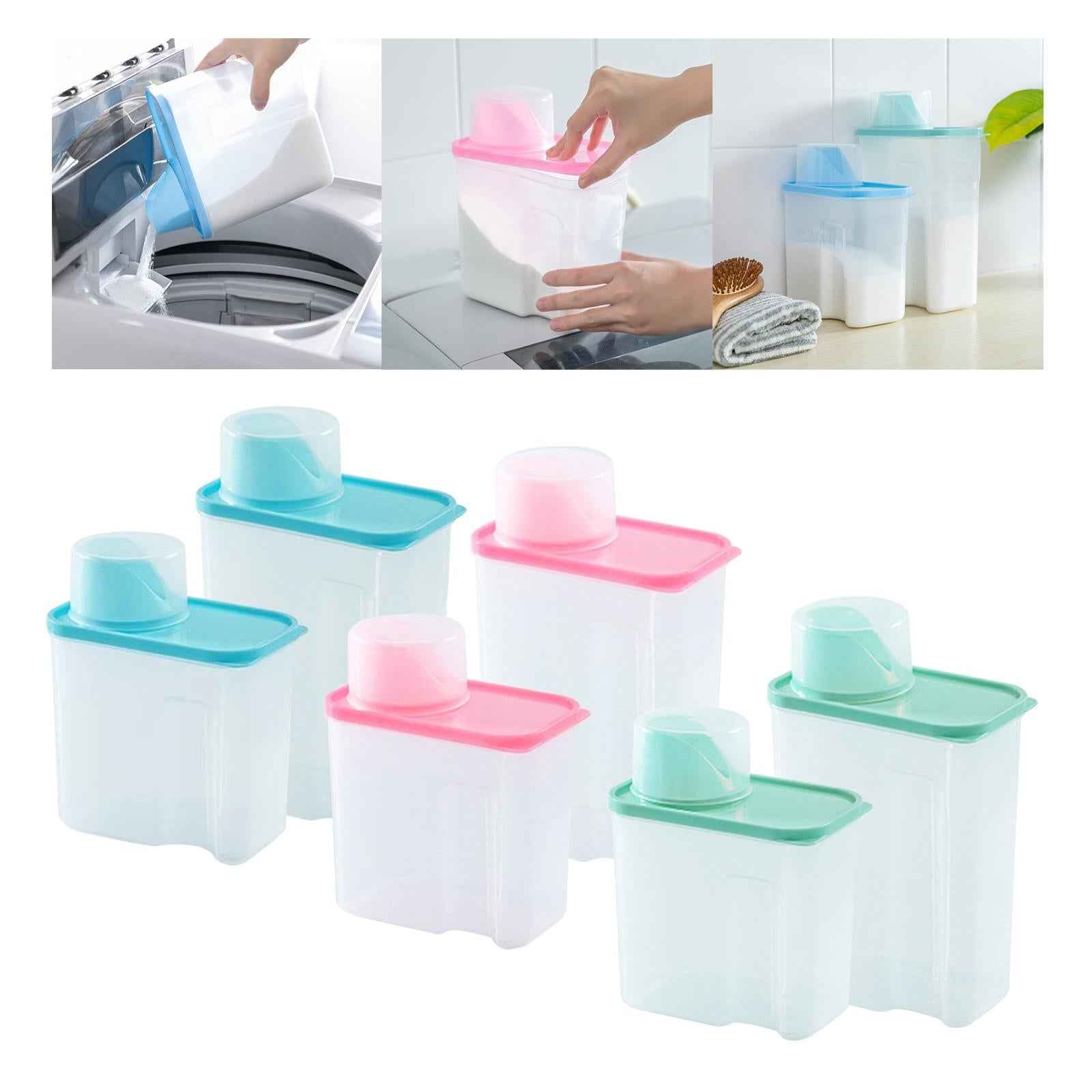Washing Powder Containers Clear Laundry Powder Storage Box for Closet Cabinet 2L Blue