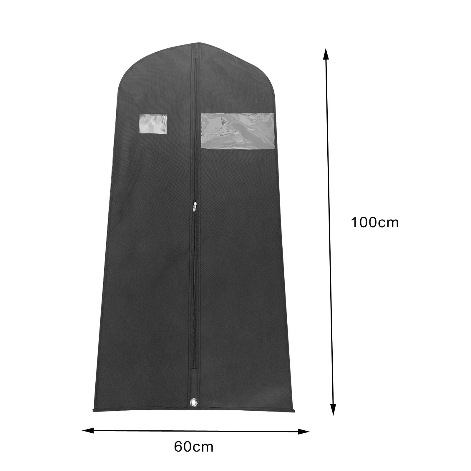 3xHanging Garment Bags Dress Bag Dustproof Bag Men Suits Cover for suits Shirts Black 100cm