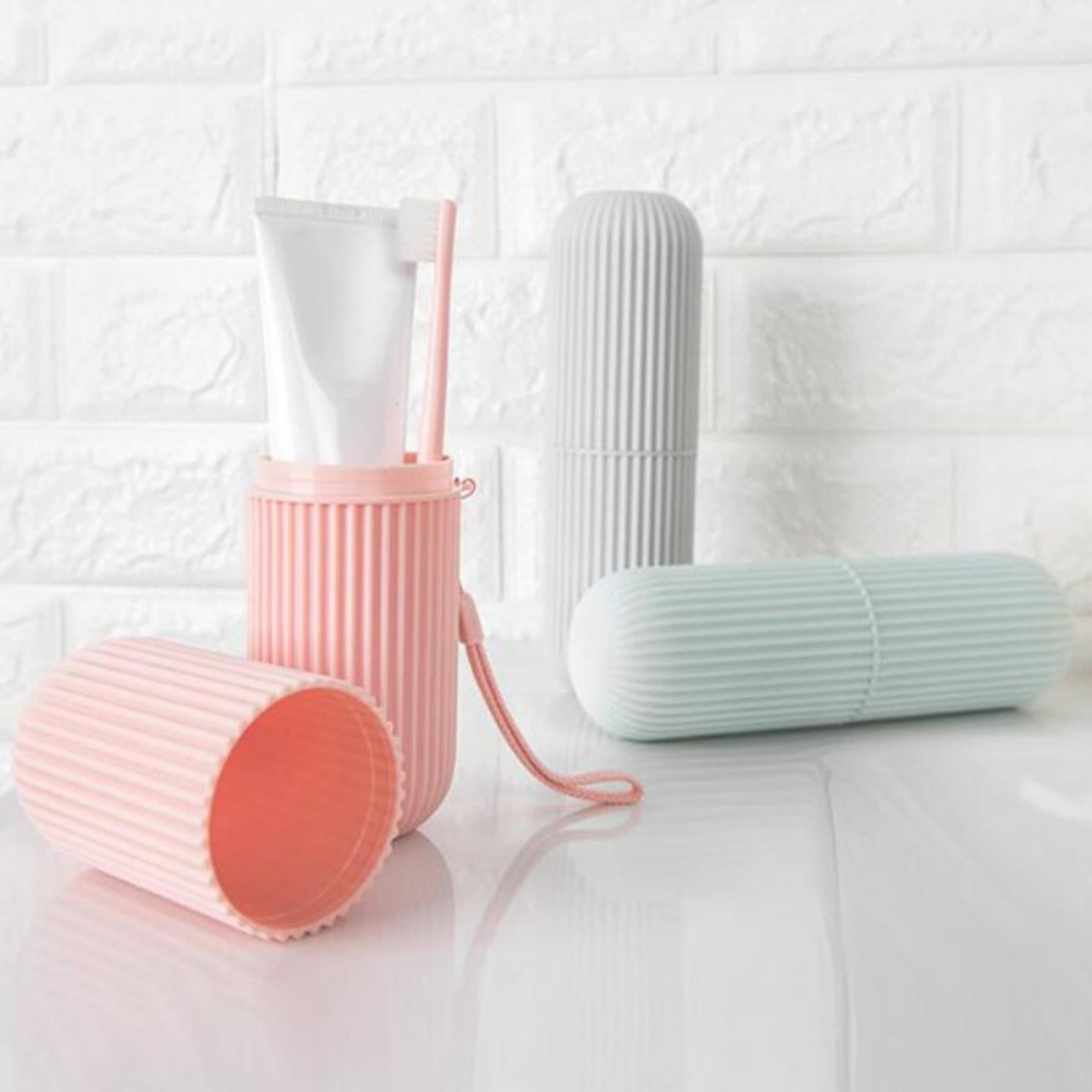 2xBusiness Trips Wash Cup Holder Dustproof for School Outdoor Family Daily Use pink