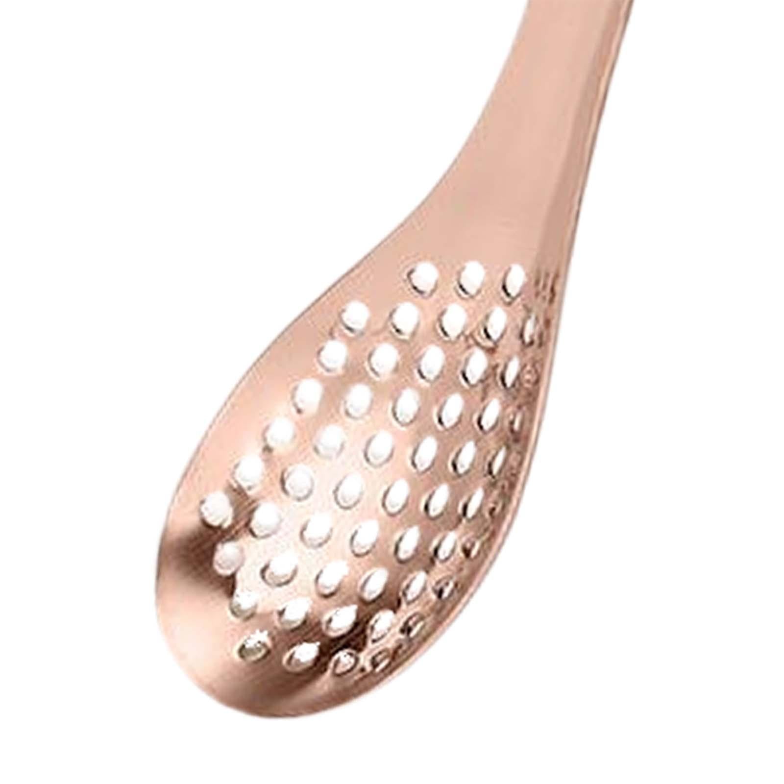 3xSpherification Spoon Stainless Small Slotted Spoons for Curry Sauces Cereals Rose Gold