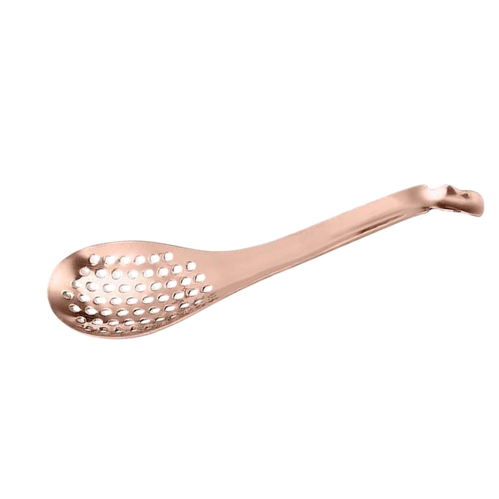 4xSpherification Spoon Stainless Small Slotted Spoons for Curry Sauces Cereals Rose Gold