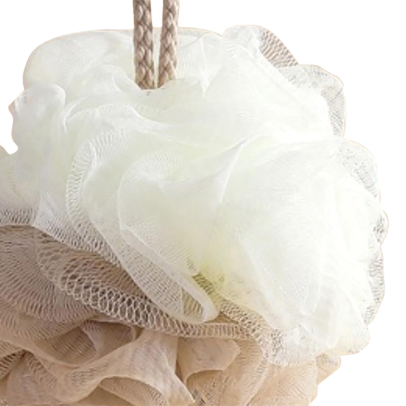 4xShower Loofah Soft Hanging Comfortable Shower Ball for Travel Hotel Bathroom Khaki