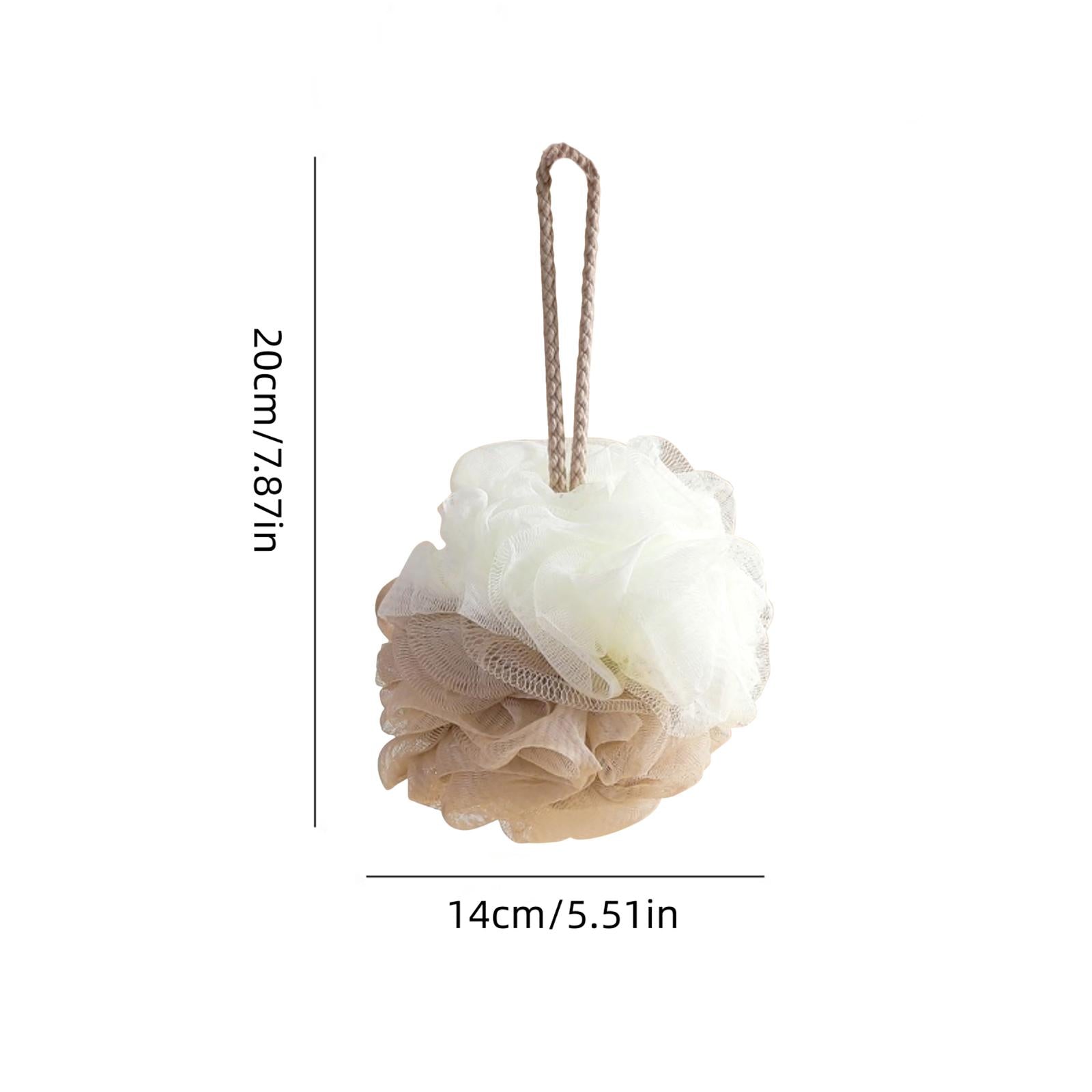 2xShower Loofah Soft Hanging Comfortable Shower Ball for Travel Hotel Bathroom Khaki