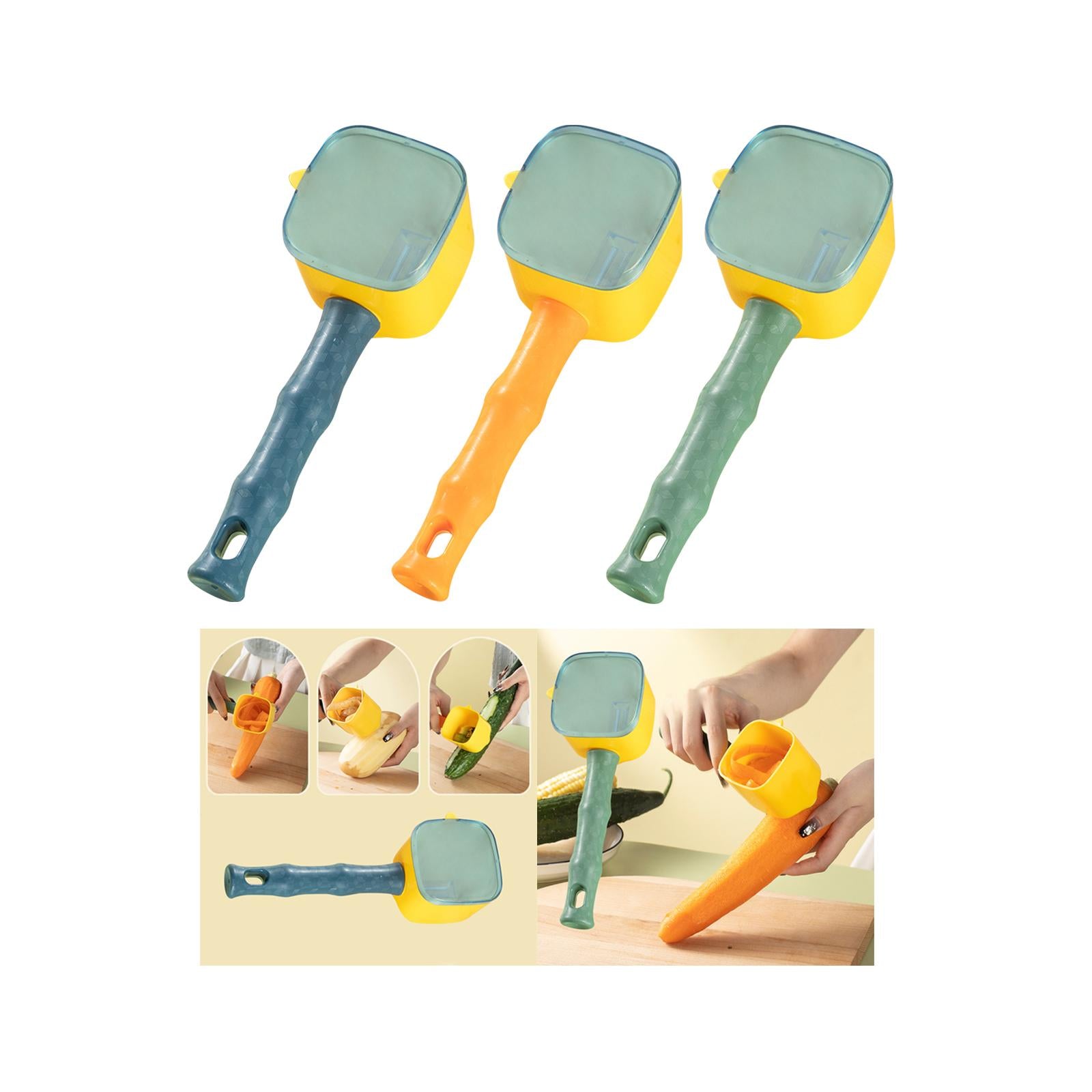 2xVegetable Peeling Tool Potato peelers with Container for pears Veggie Slicing Blue