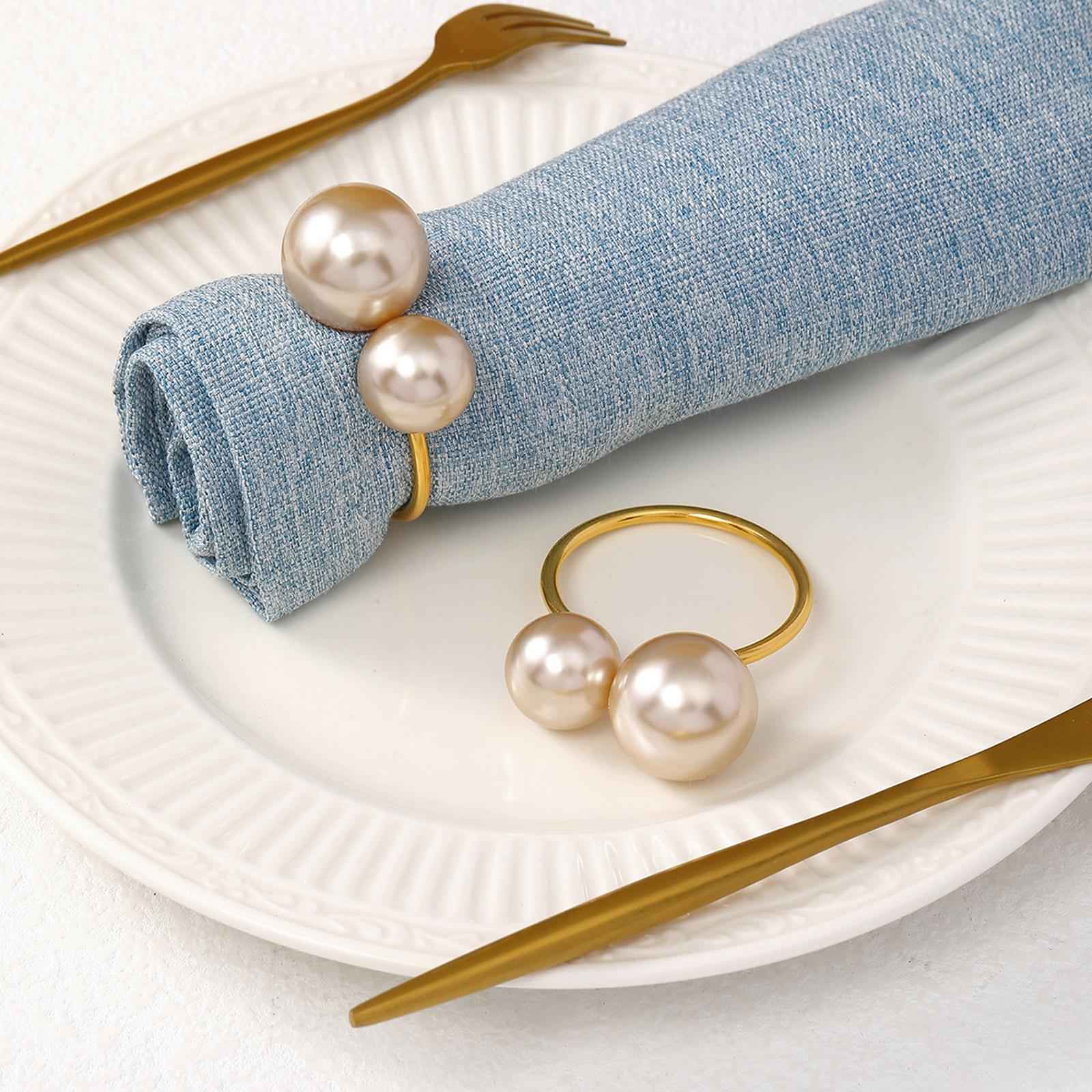 6 Pieces Napkin Rings Holder Modern Napkin Bands for Anniversary Party Style B