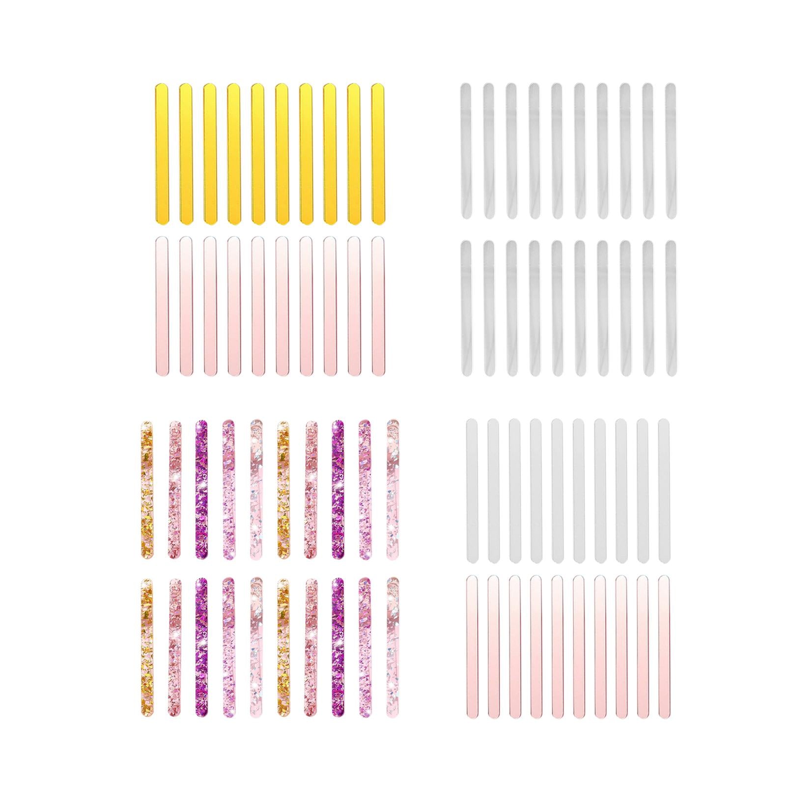 4x20Pcs Ice Cream Sticks Reusable Cakesicle Sticks for Kitchen DIY Crafts Clear