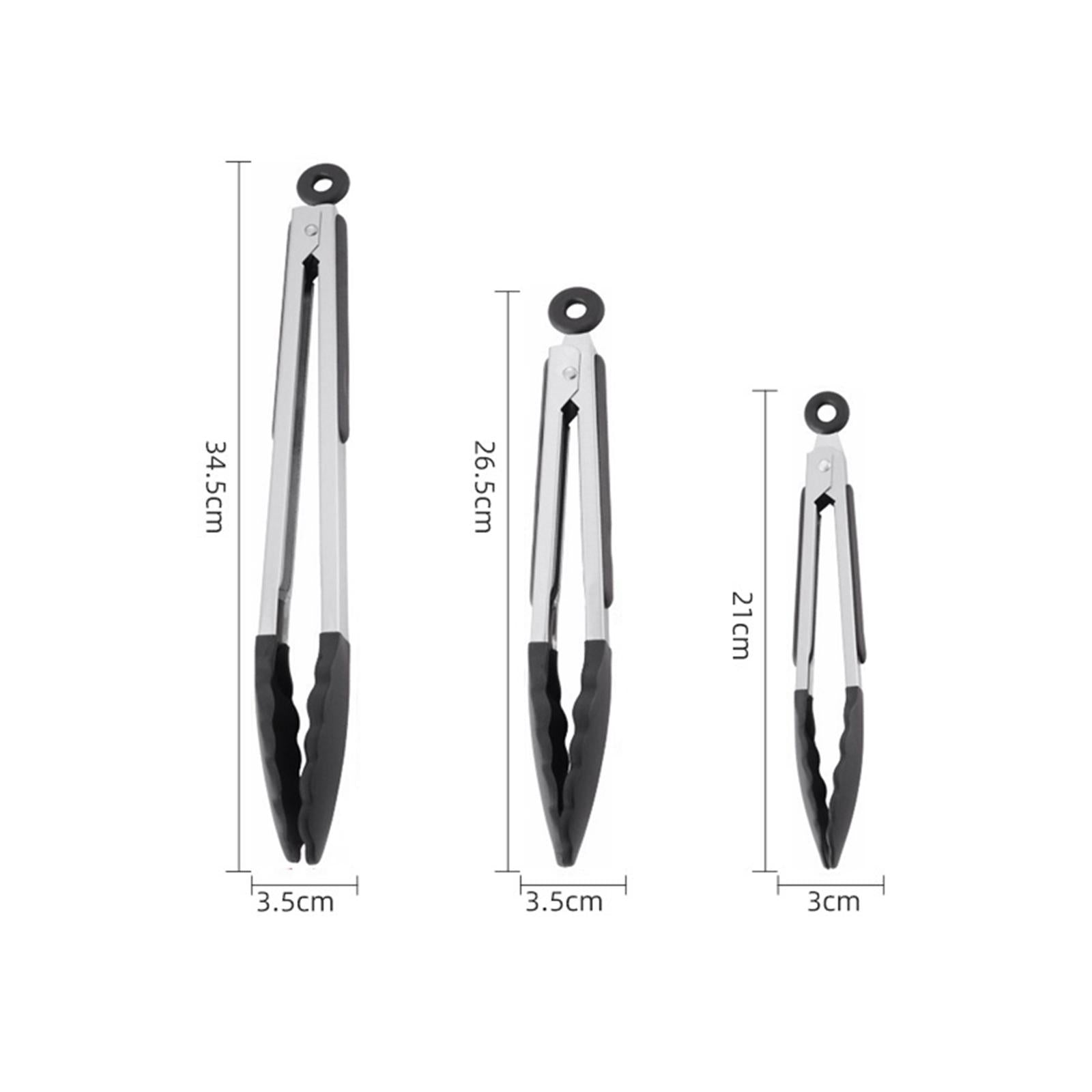 2xFood Tongs Nonstick Multifunctional Heavy Duty Stainless Steel Cooking Tongs 7inch Black