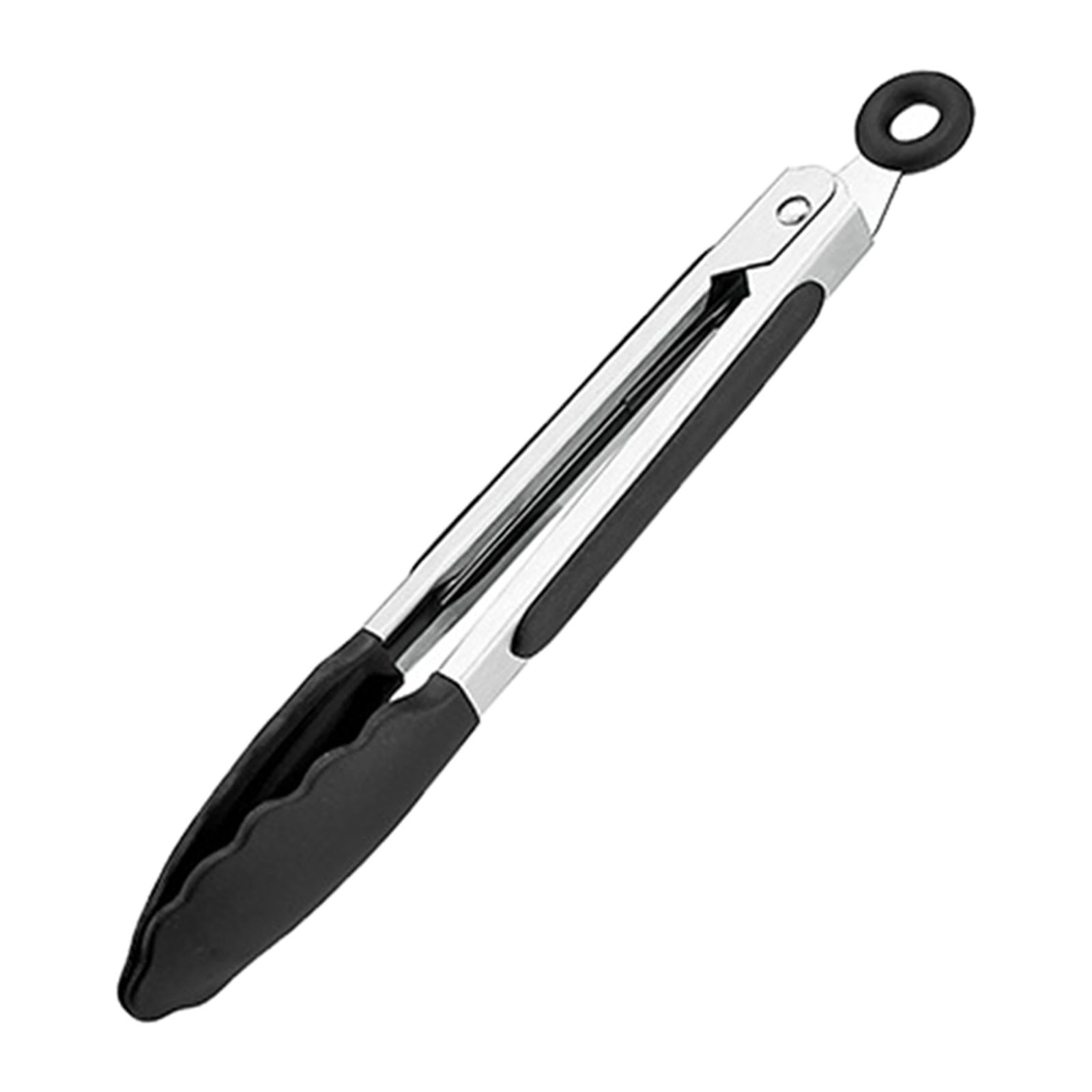 2xFood Tongs Nonstick Multifunctional Heavy Duty Stainless Steel Cooking Tongs 7inch Black