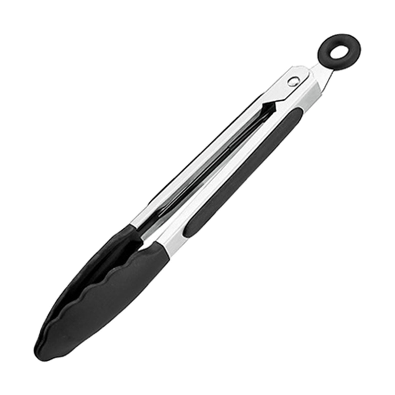 2xFood Tongs Nonstick Multifunctional Heavy Duty Stainless Steel Cooking Tongs 7inch Black