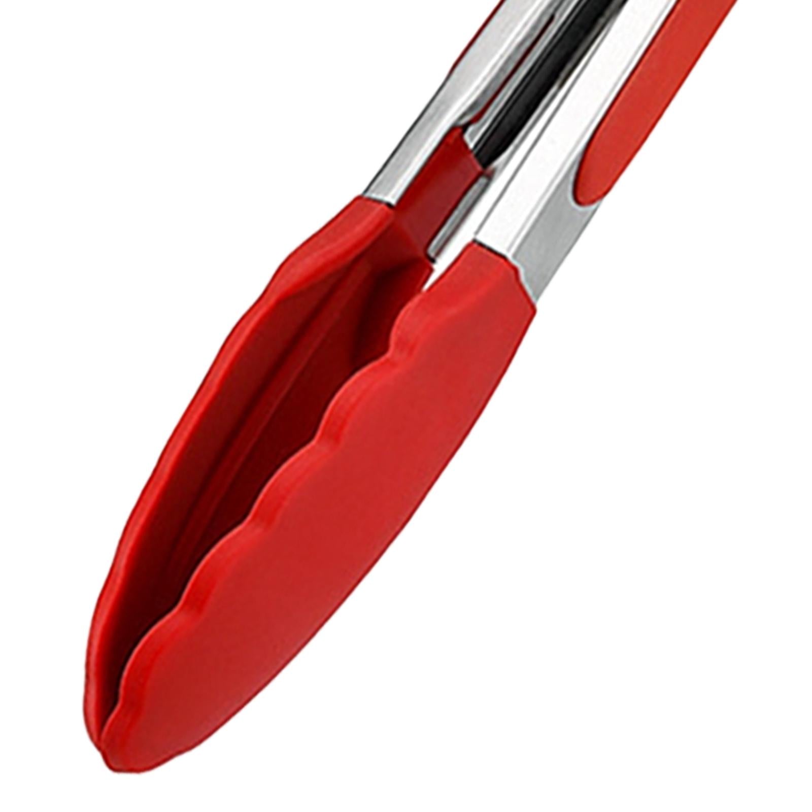 3xFood Tongs Nonstick Multifunctional Heavy Duty Stainless Steel Cooking Tongs 9inch Red