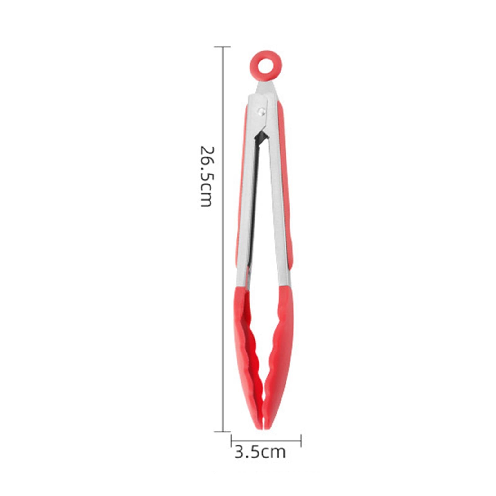 2xFood Tongs Nonstick Multifunctional Heavy Duty Stainless Steel Cooking Tongs 9inch Red