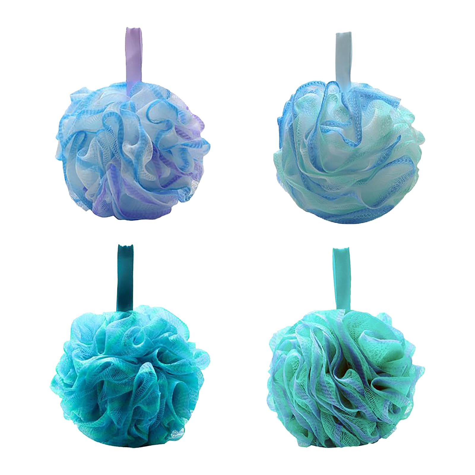 4xBath Sponge for Women Men Shower Pouf Net Body Scrubber Shower Loofah Sponge Violet