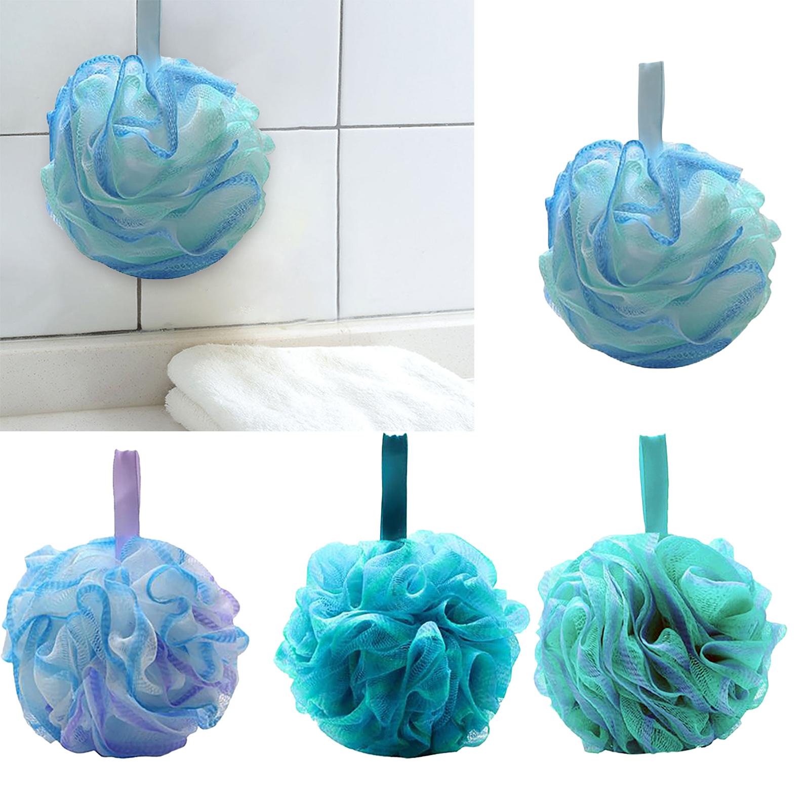 3xBath Sponge for Women Men Shower Pouf Net Body Scrubber Shower Loofah Sponge Violet