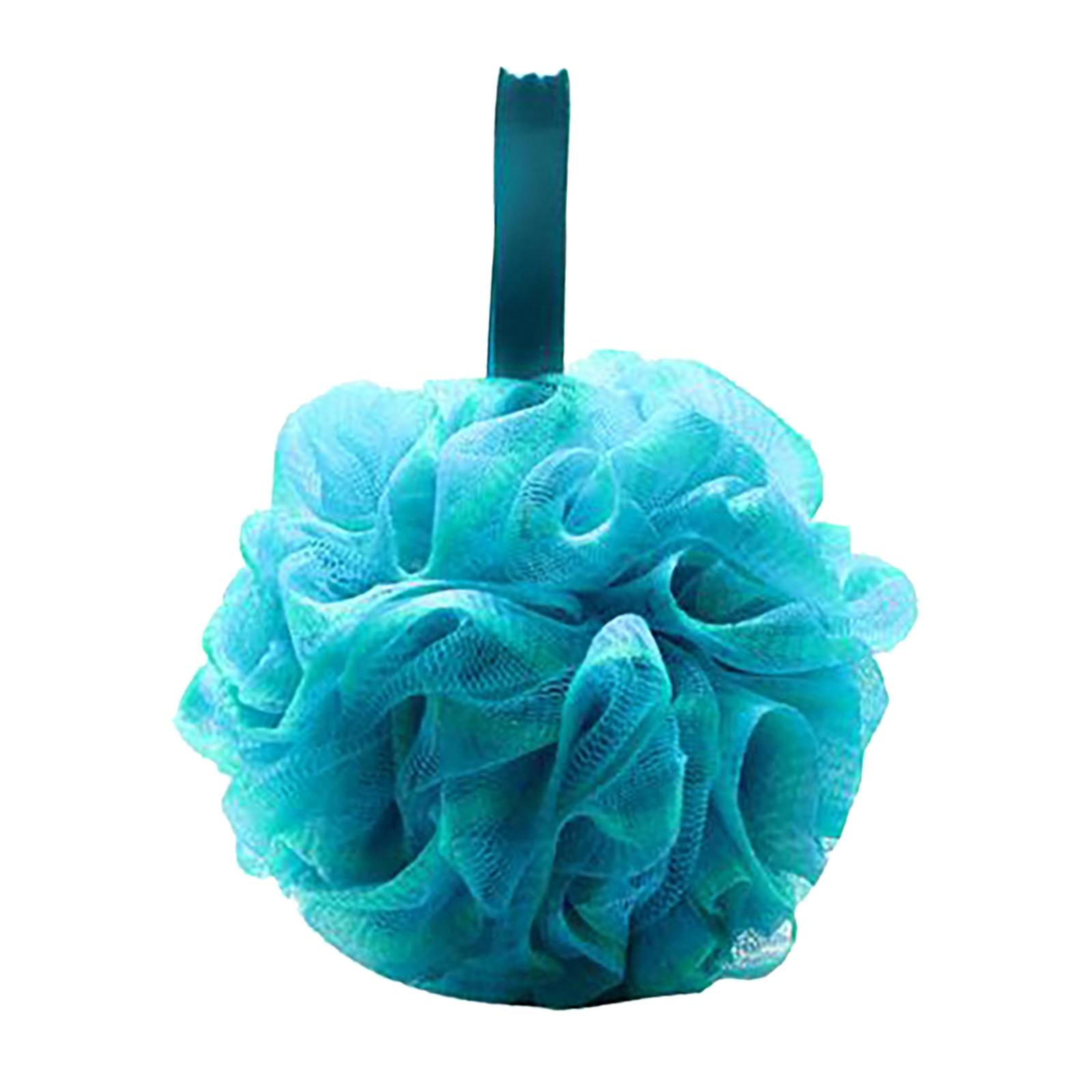 4xBath Sponge for Women Men Shower Pouf Net Body Scrubber Shower Loofah Sponge Blue