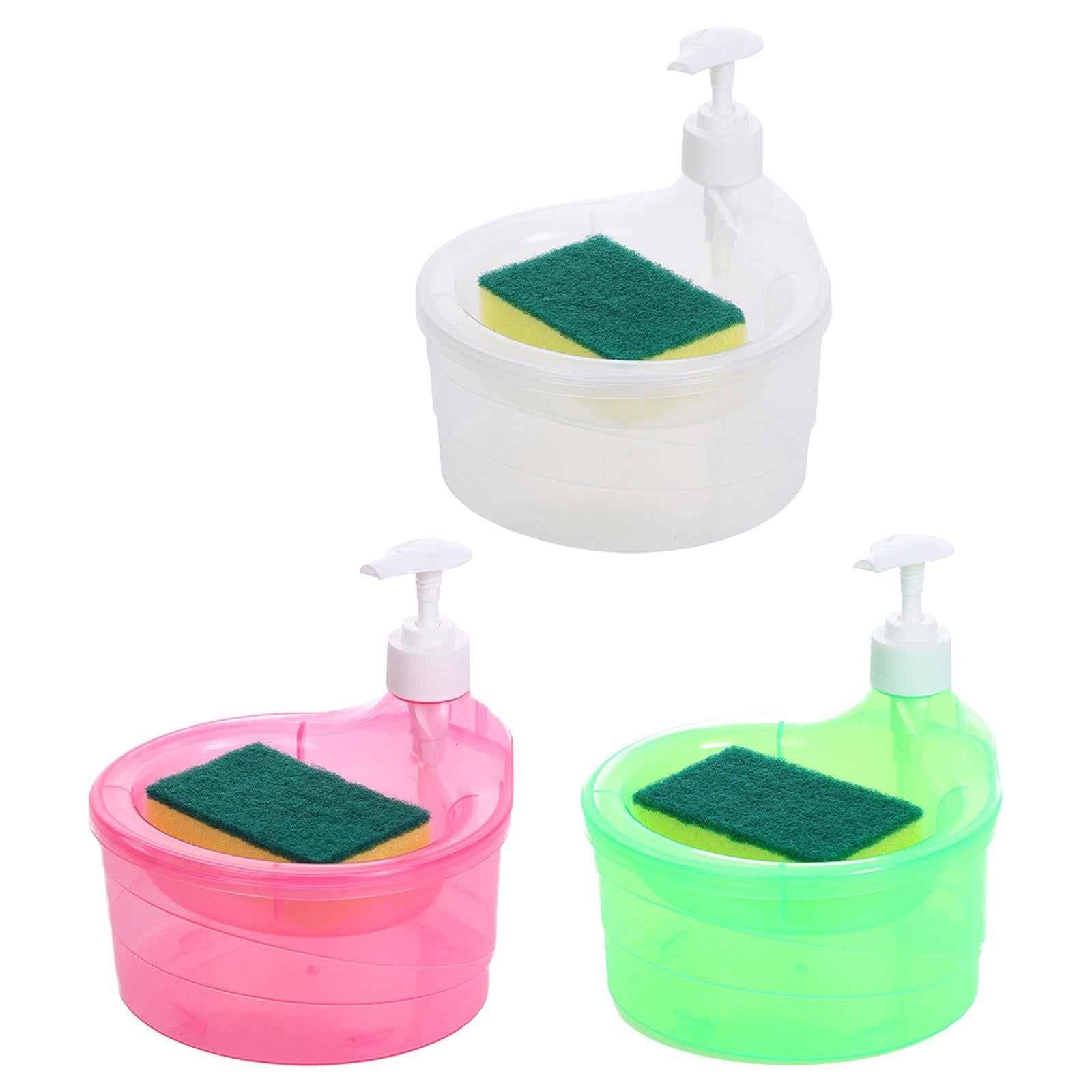 Soap Dispenser and Scrubber Holder Practical Kitchen Soap Dispenser for Home Clear