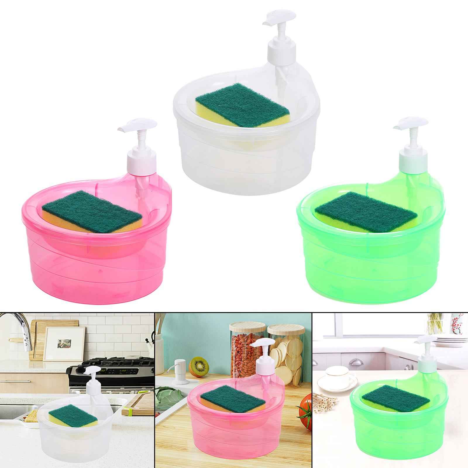 Soap Dispenser and Scrubber Holder Practical Kitchen Soap Dispenser for Home Clear
