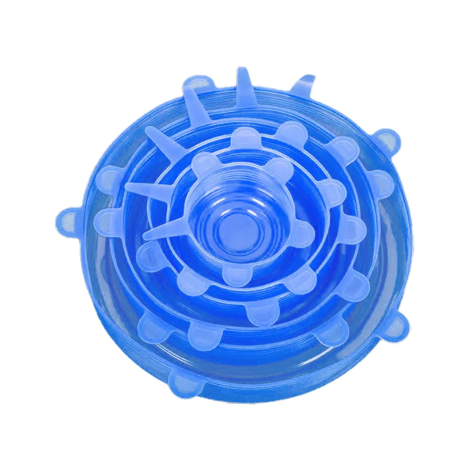 4x6x Silicone Stretch Lids Food Grade Food Storage Cover for Food Can Jar Cups blue