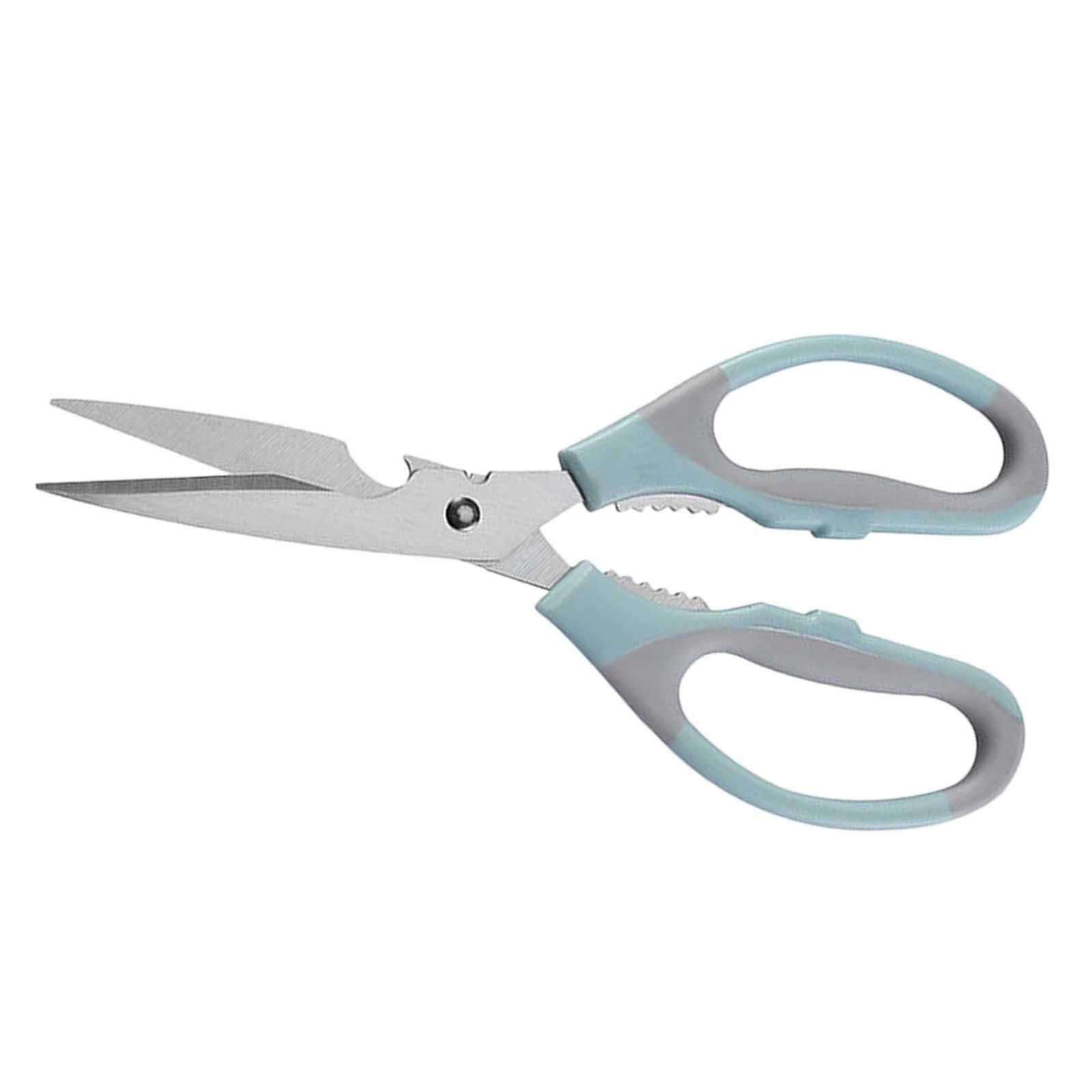 2xMultifunctional Kitchen Scissors Non Slip Meat Scissors for Pizza Blue