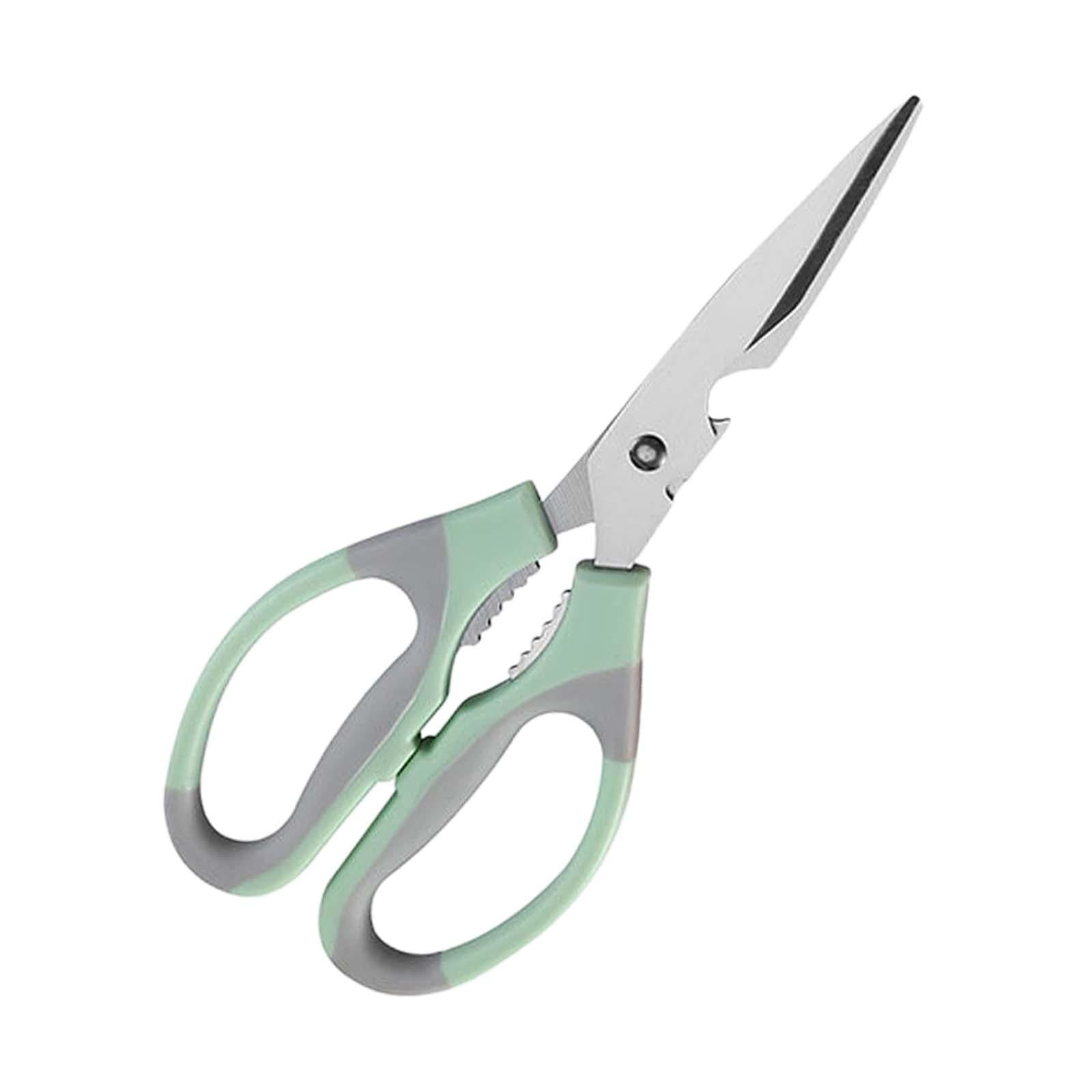 3xMultifunctional Kitchen Scissors Non Slip Meat Scissors for Pizza Green
