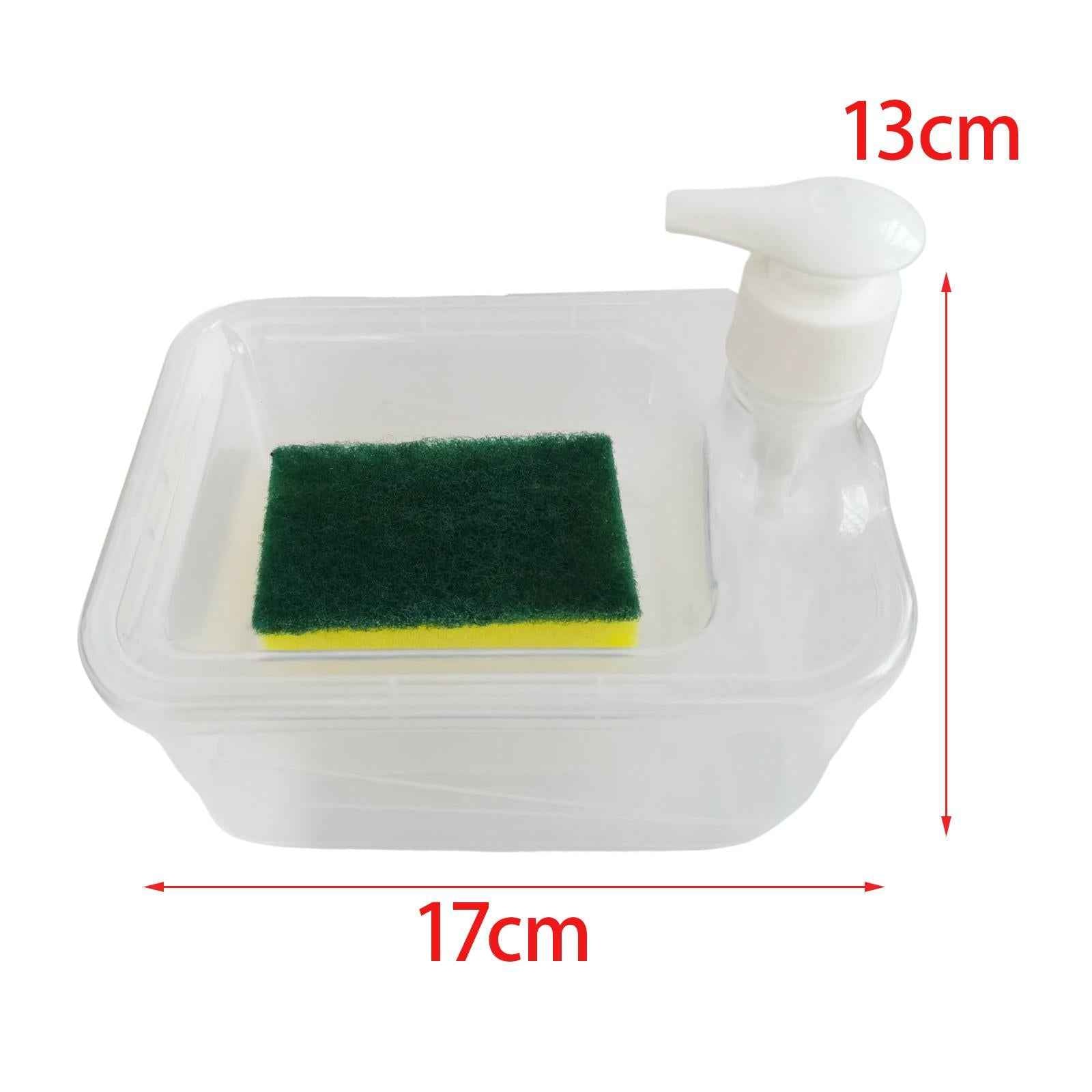 Soap Dispenser and Scrubber Holder Manual Liquid Pump Bottle for Kitchen Bar