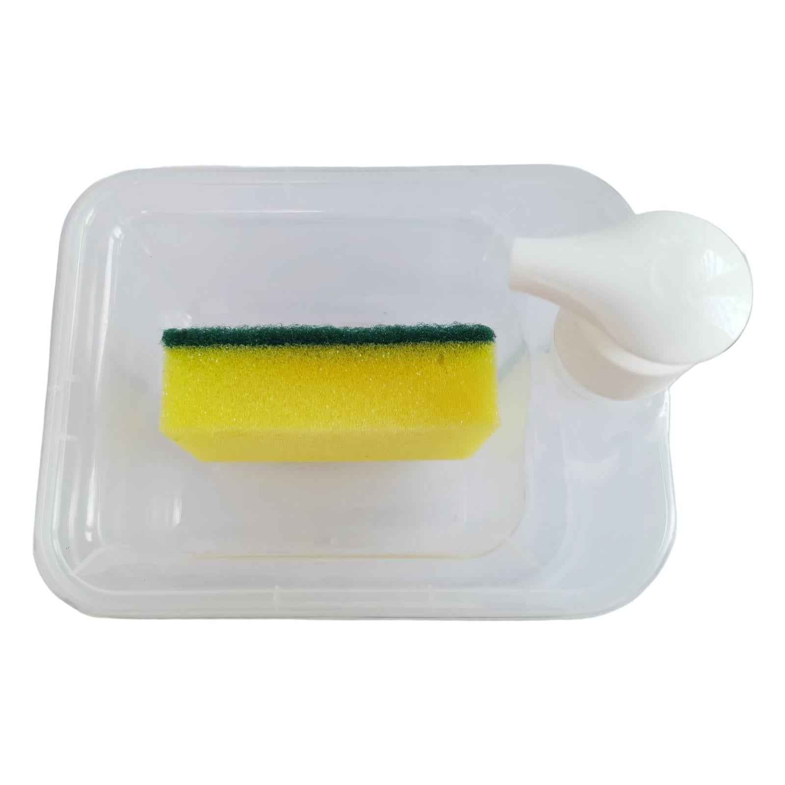 Soap Dispenser and Scrubber Holder Manual Liquid Pump Bottle for Kitchen Bar
