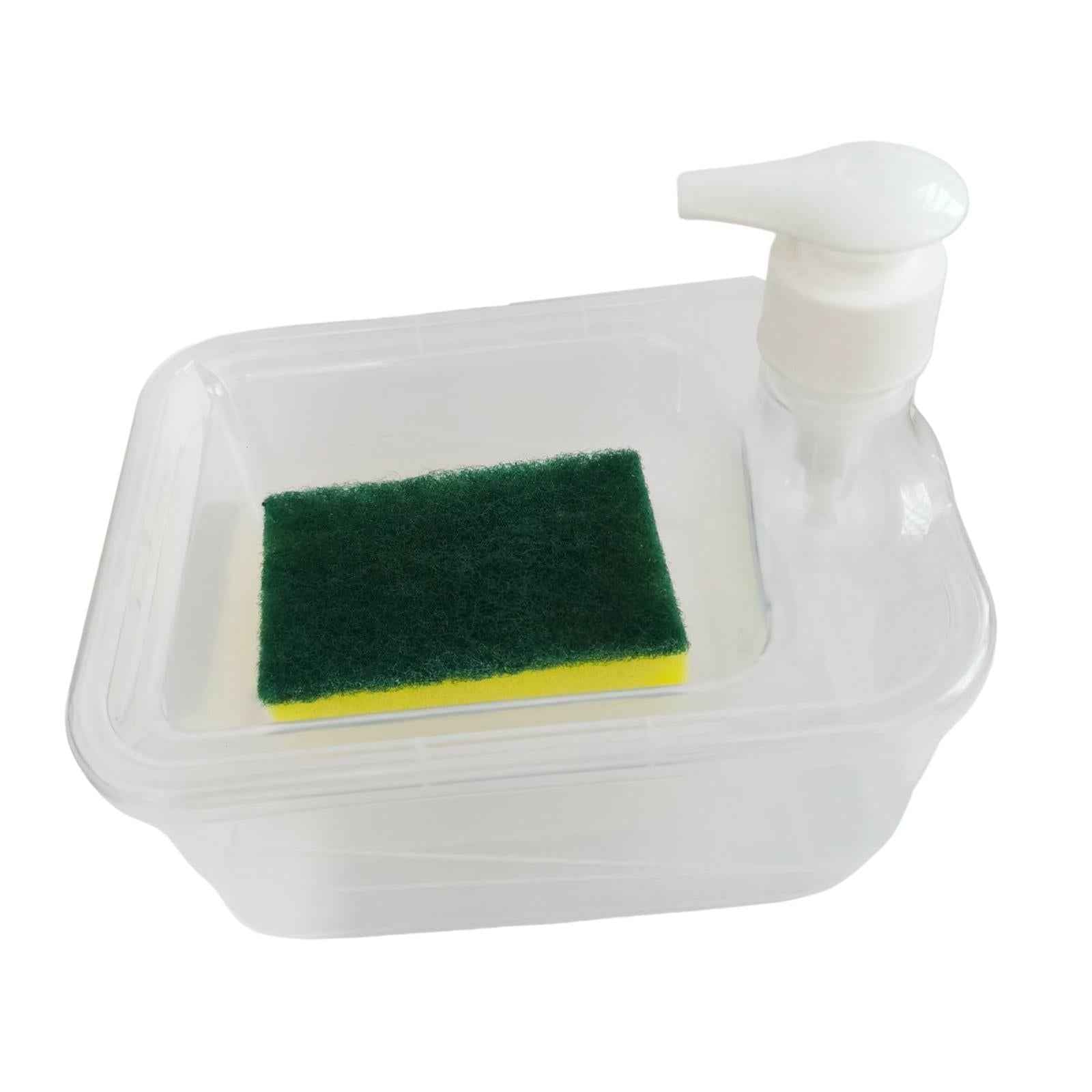 Soap Dispenser and Scrubber Holder Manual Liquid Pump Bottle for Kitchen Bar