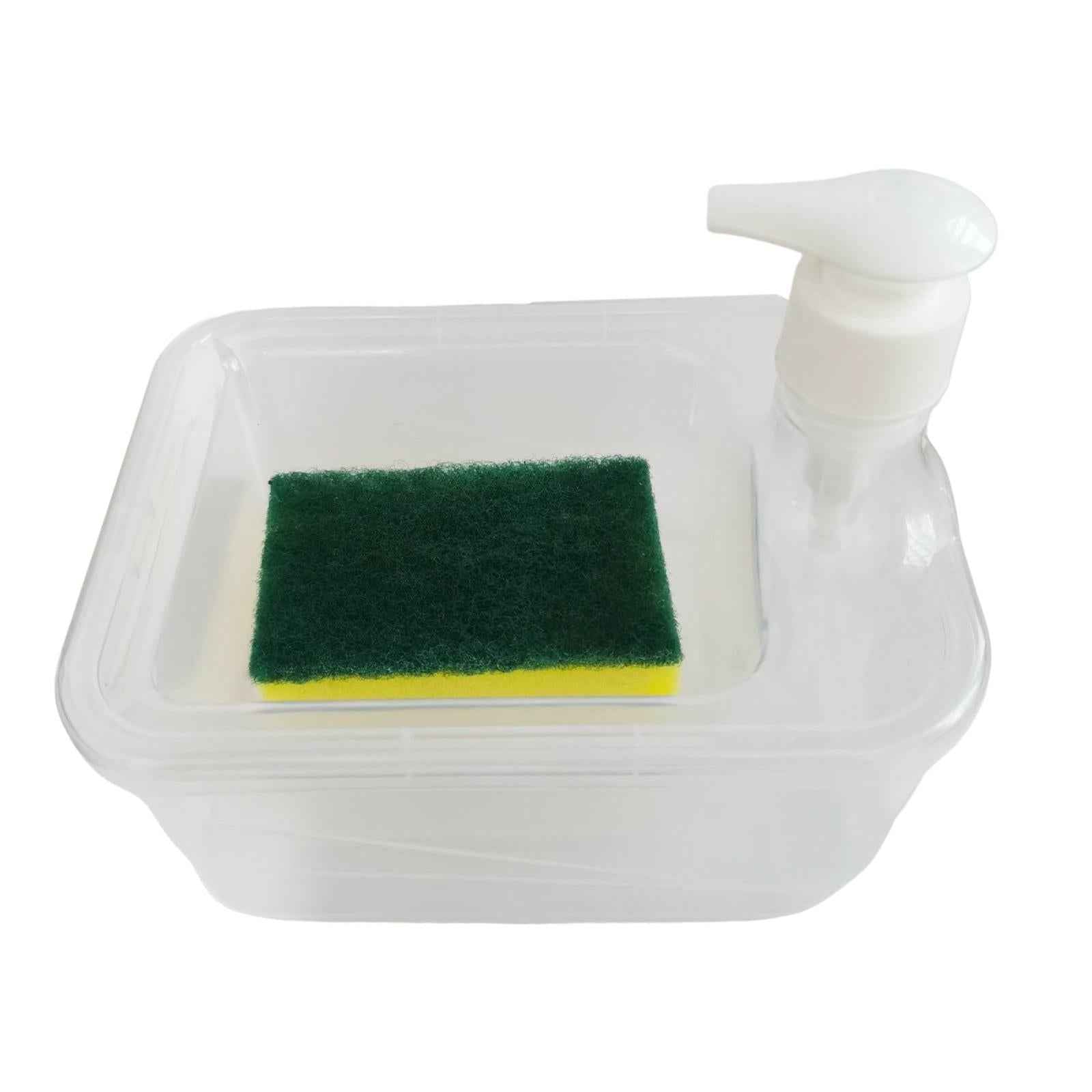 Soap Dispenser and Scrubber Holder Manual Liquid Pump Bottle for Kitchen Bar