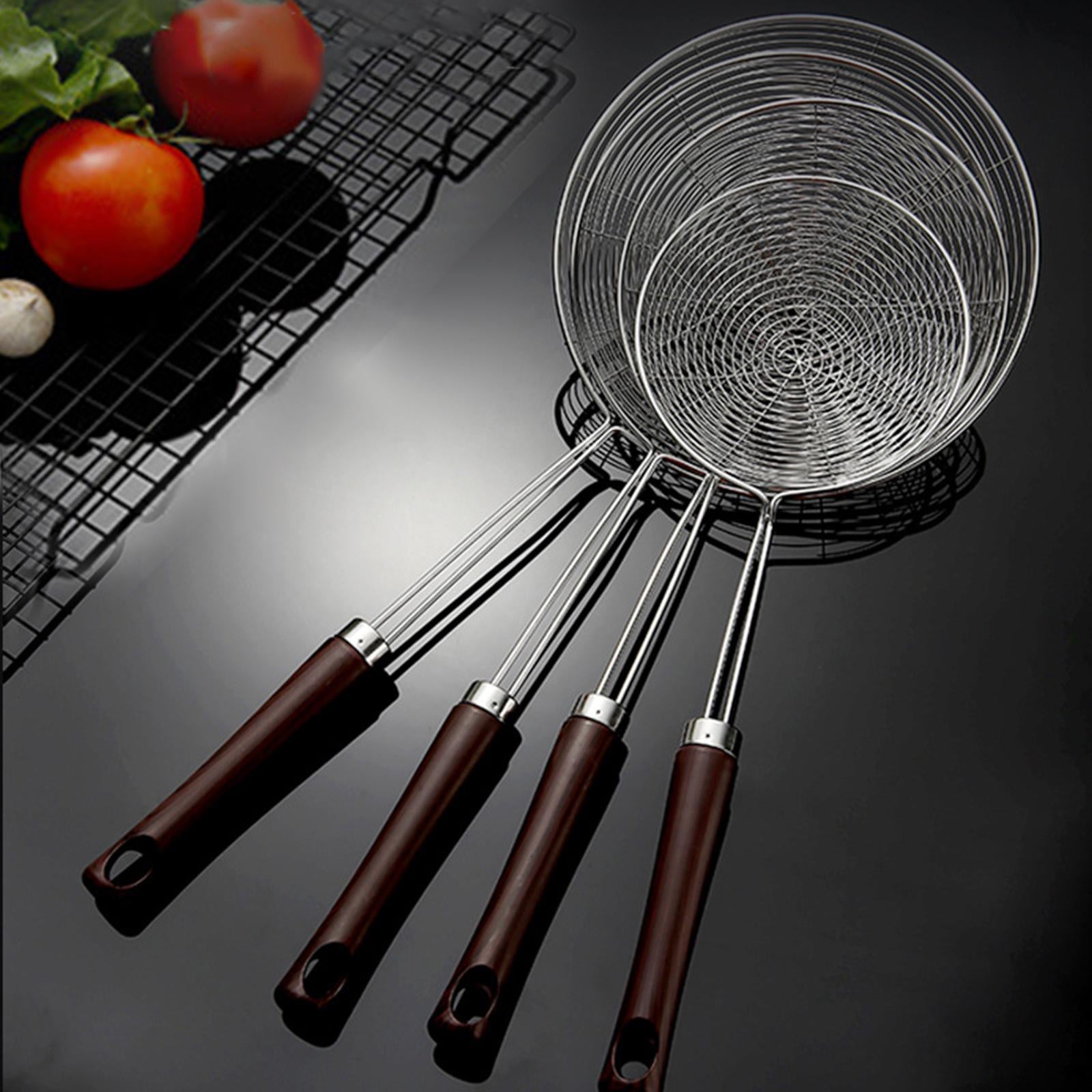 2xSkimmer Spoon with Handle Hot Pot Skimmer Spoon for Dumplings Noodles Frying 16cm