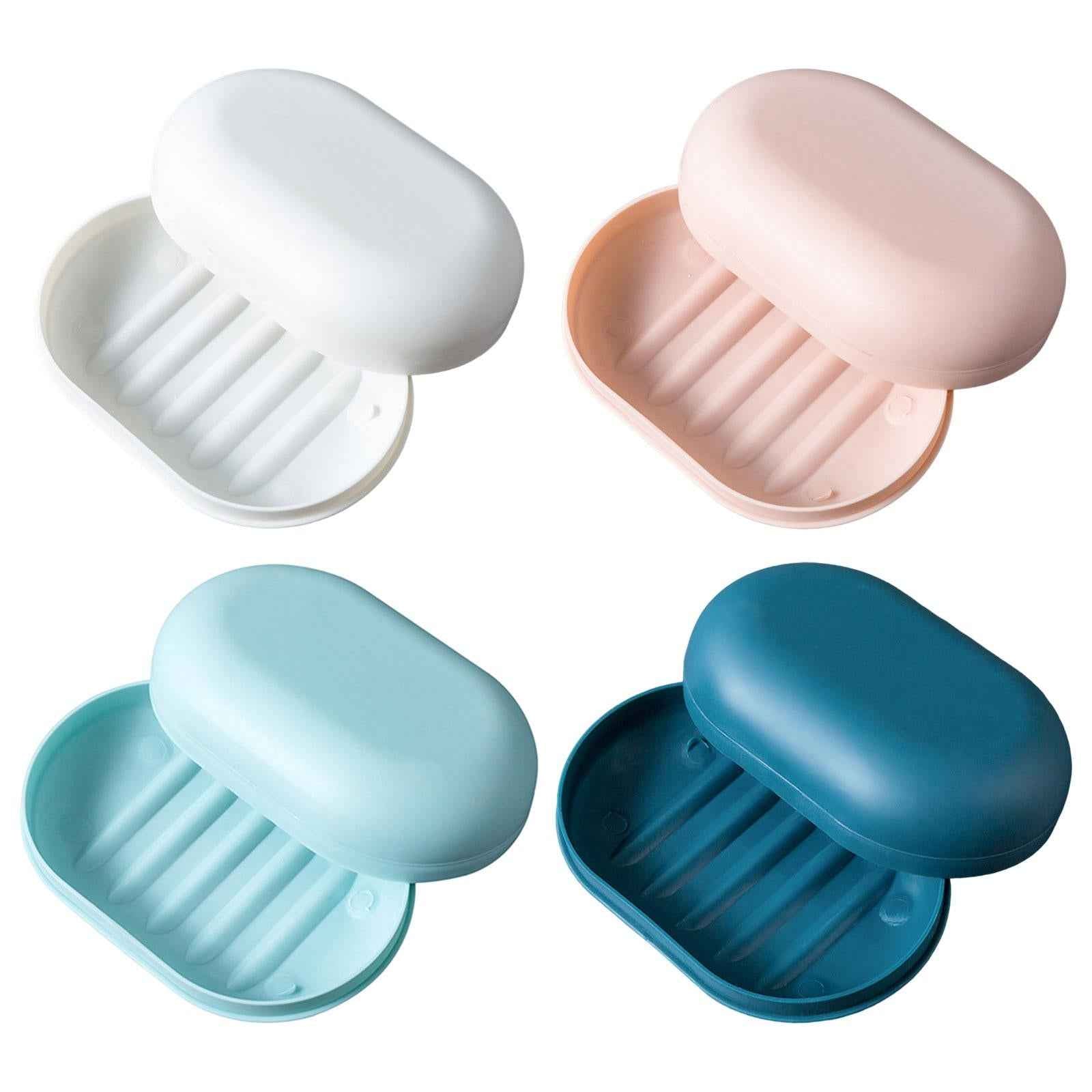 Soap Box Holder Detachable Soap Holder with Lid for Hiking Traveling Shower White