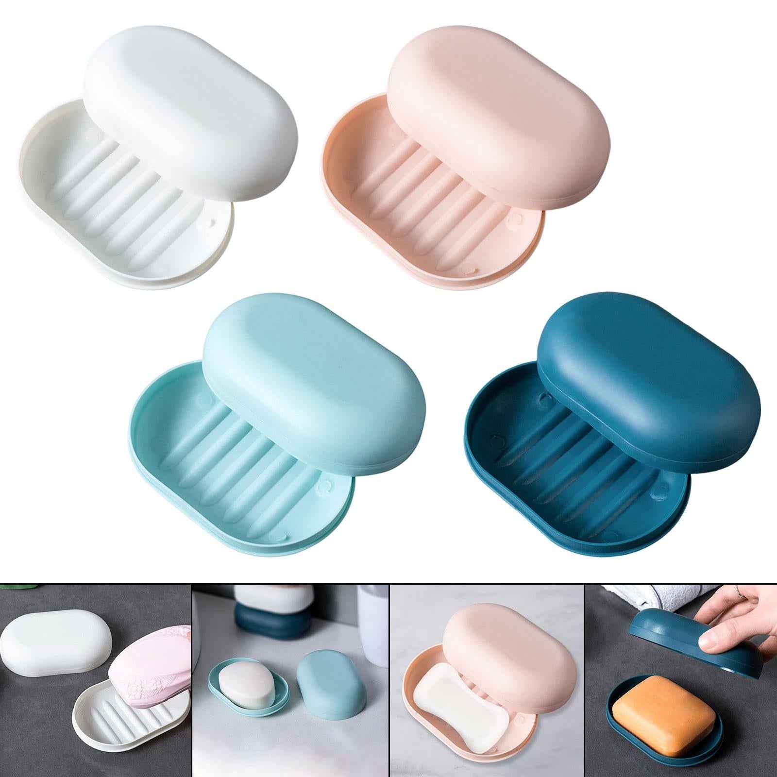 Soap Box Holder Detachable Soap Holder with Lid for Hiking Traveling Shower White