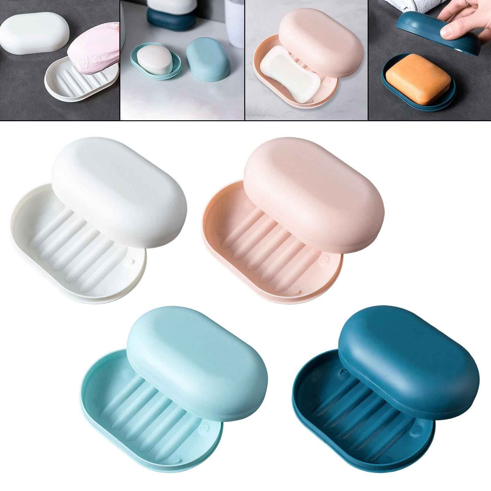 Soap Box Holder Detachable Soap Holder with Lid for Hiking Traveling Shower White