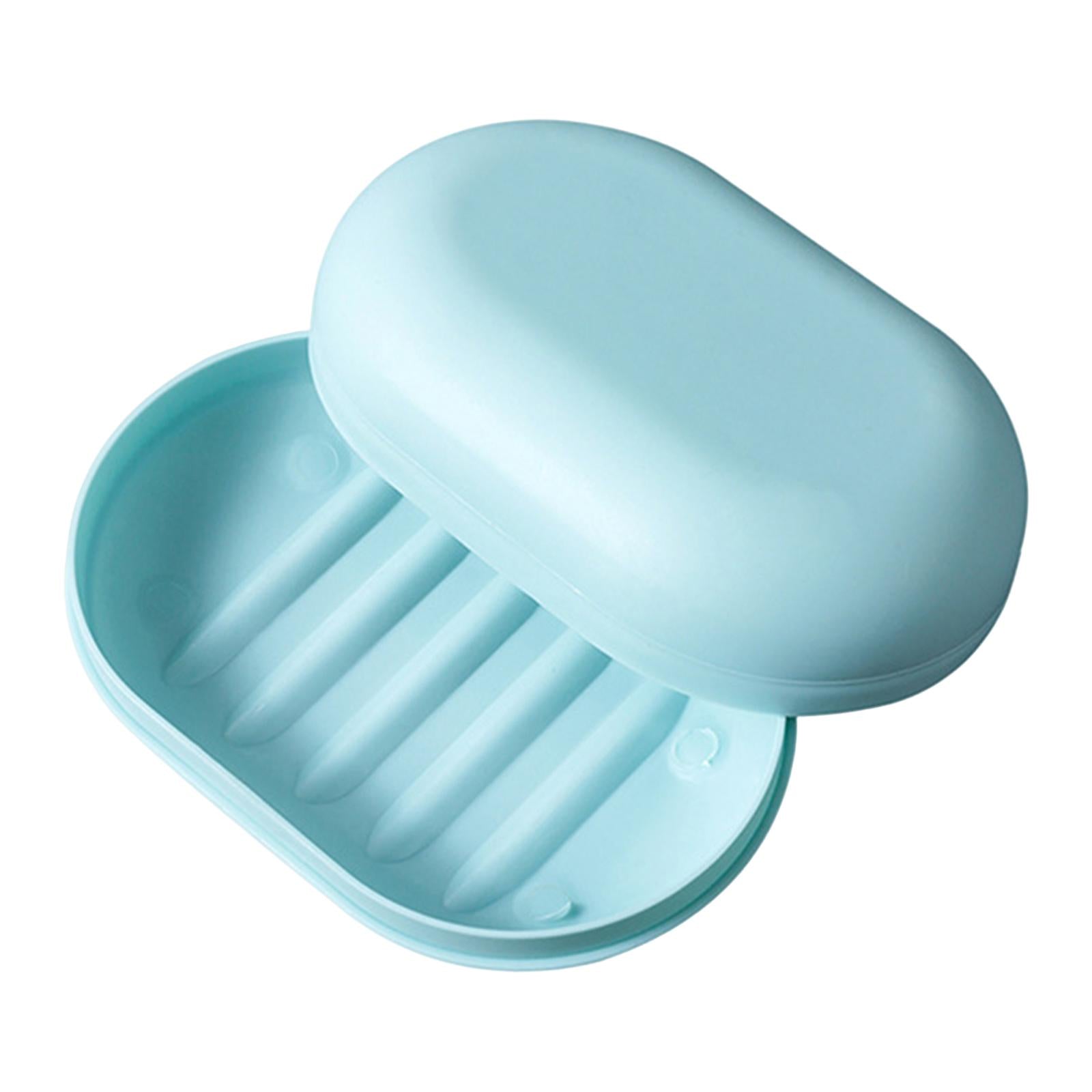 3xSoap Box Holder Detachable Soap Holder with Lid for Hiking Traveling Shower Blue