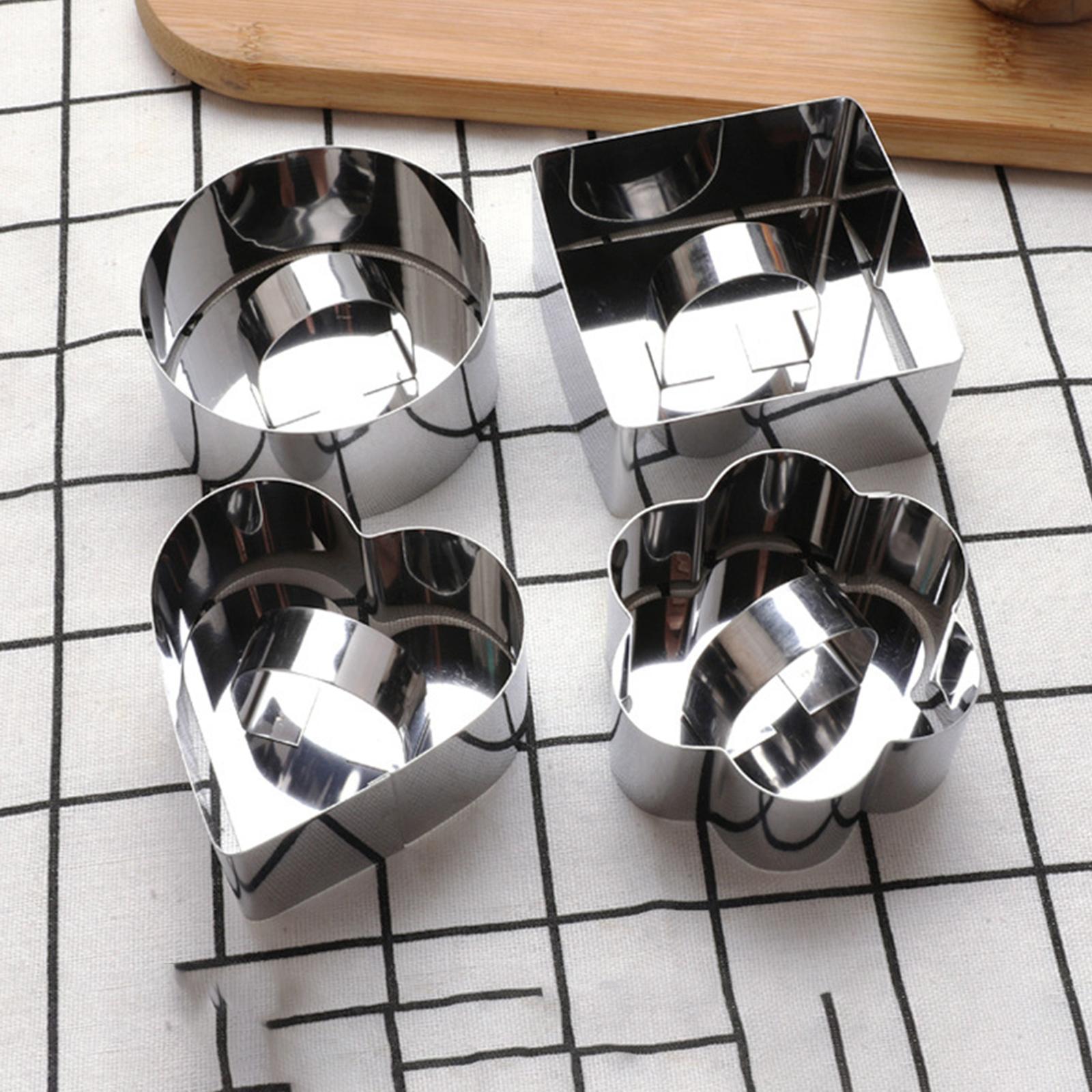 4xCupcake Mousse Rings Stainless Steel Baking Dish for Muffins Cookie Pancakes Round