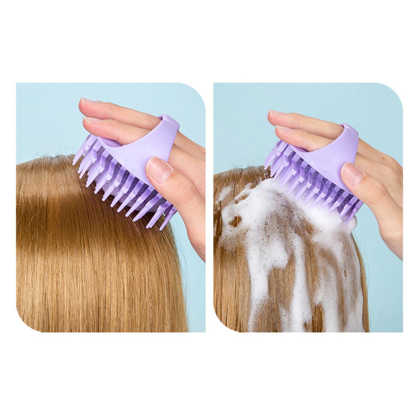 3xScalp Massager Shampoo Brush Hair Brush with Soft Silicone Bristles for Hair Violet