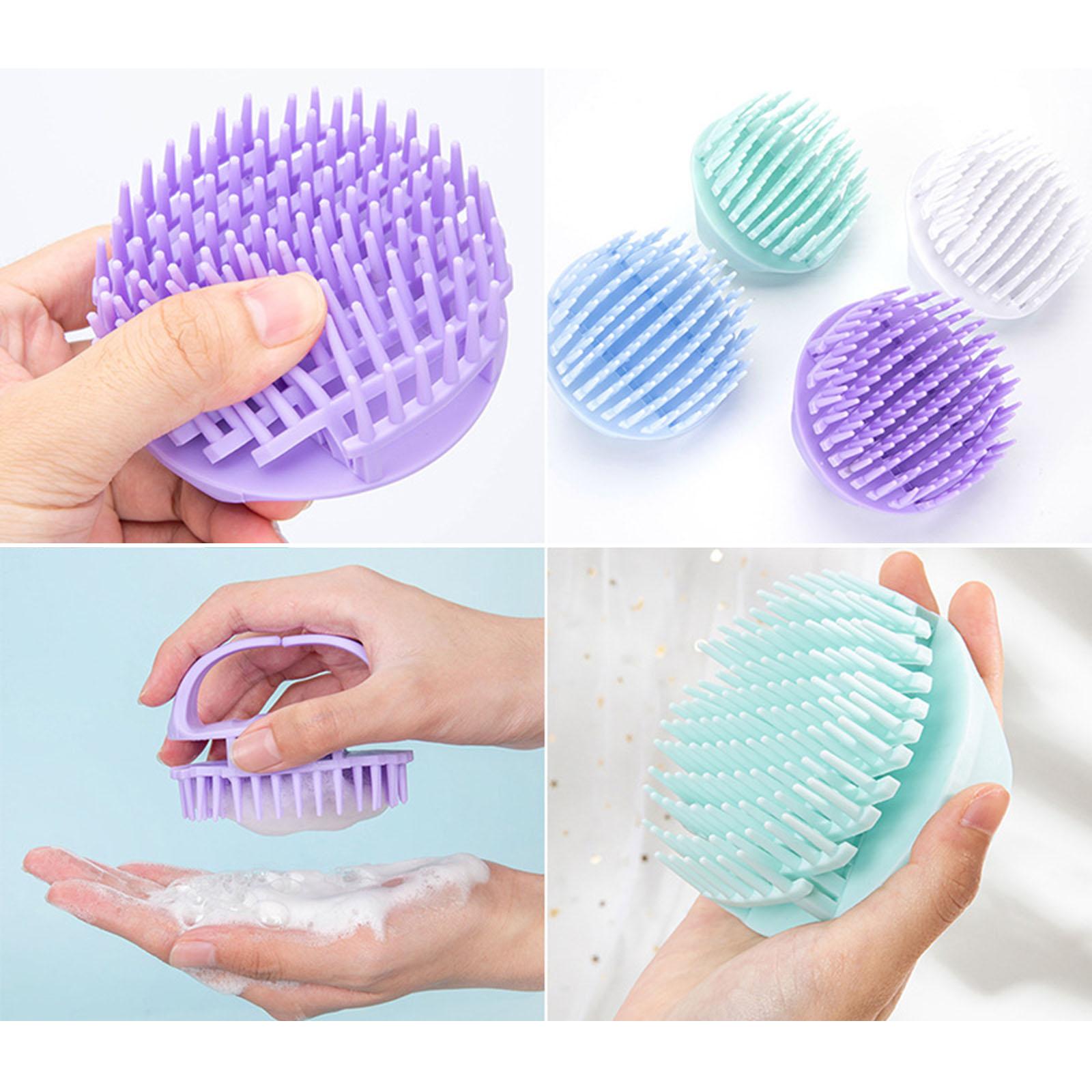 4xScalp Massager Shampoo Brush Hair Brush with Soft Silicone Bristles for Hair White