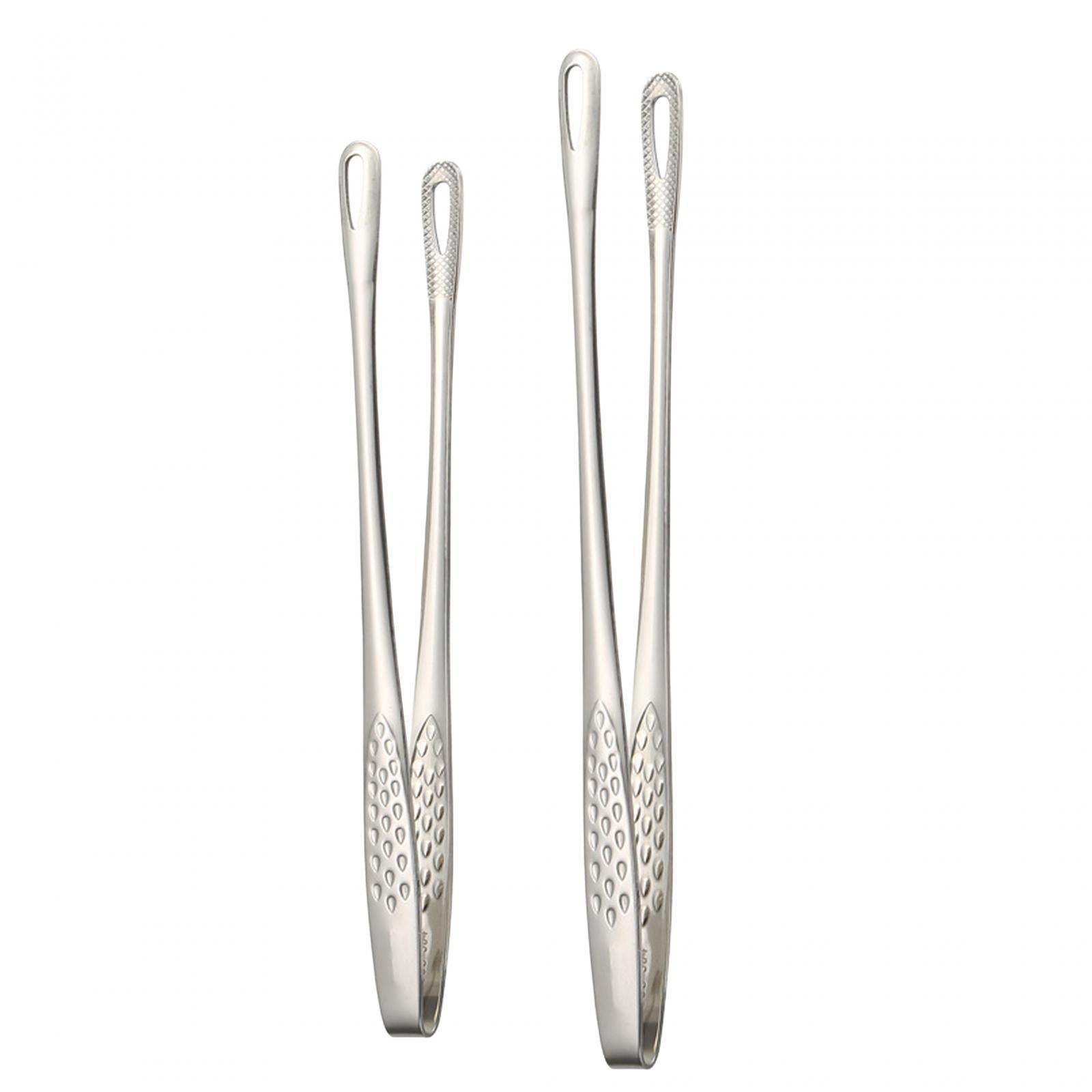 2xBBQ Tongs Salads Vegetable Clamp for Korean and Japanese BBQ Cooking Serving Small