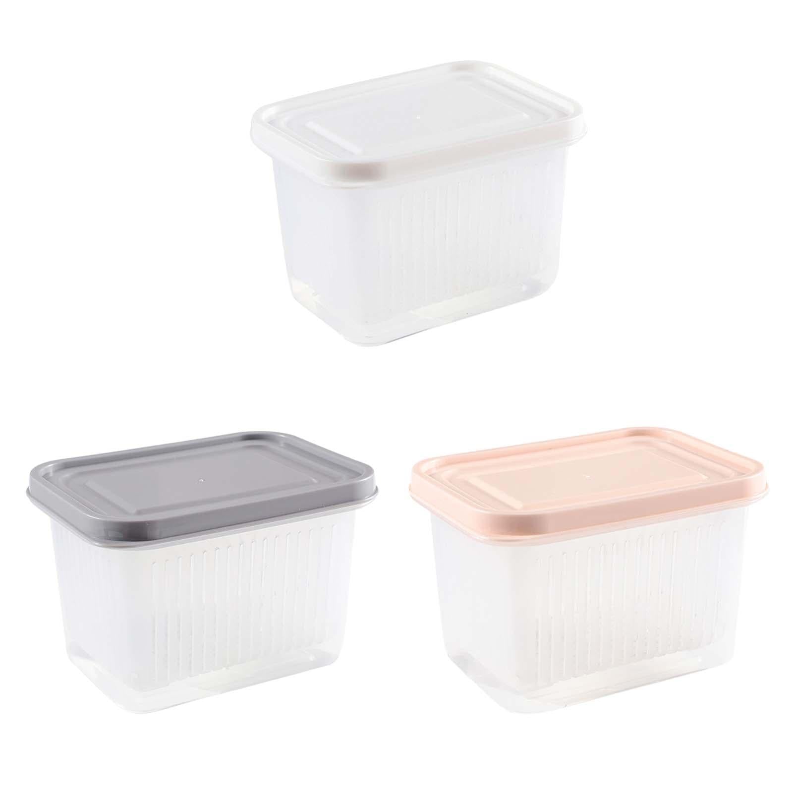 3xFruit Keeper Box Leakproof Kitchen Stackable Non Slip Food Storage Container White