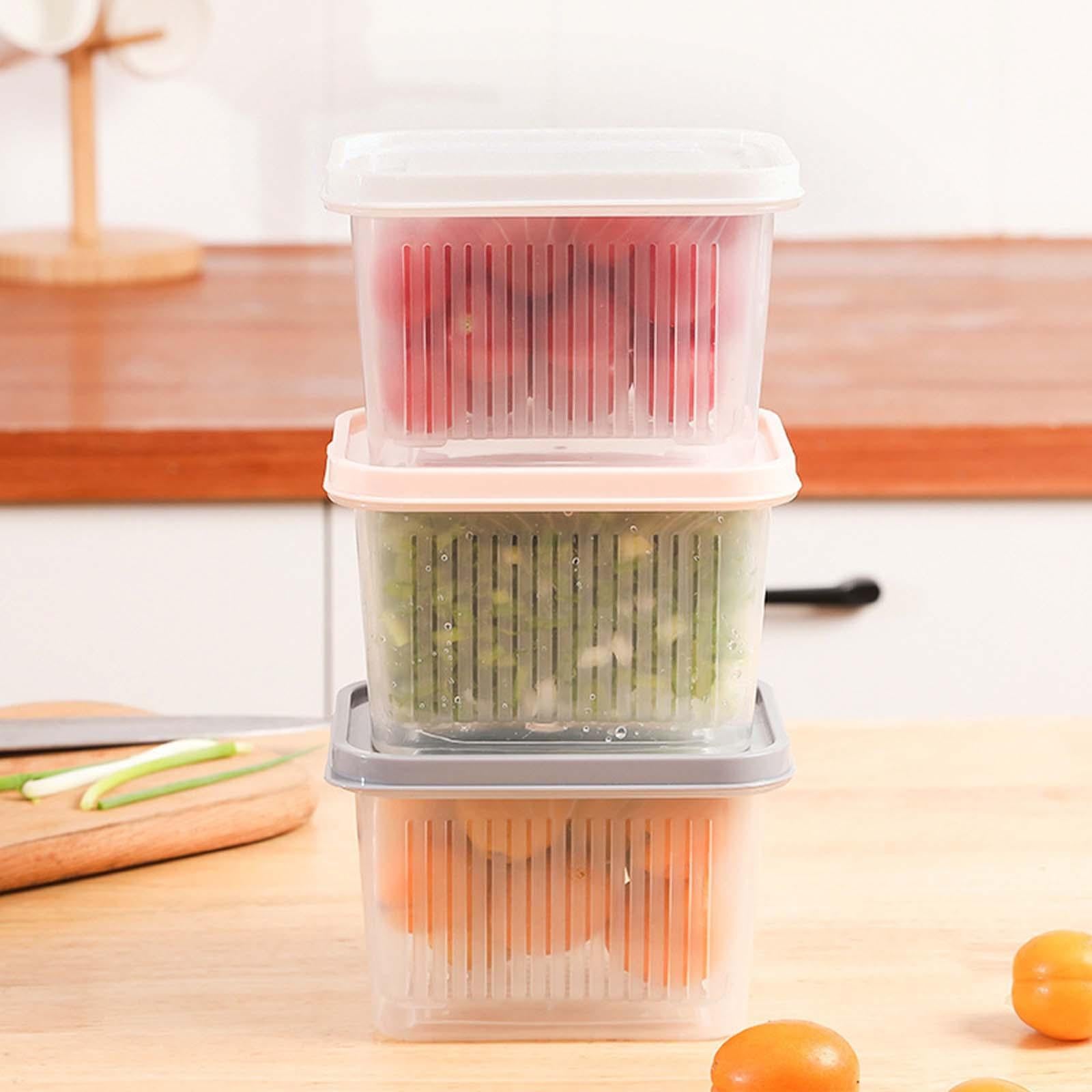 4xFruit Keeper Box Leakproof Kitchen Stackable Non Slip Food Storage Container White