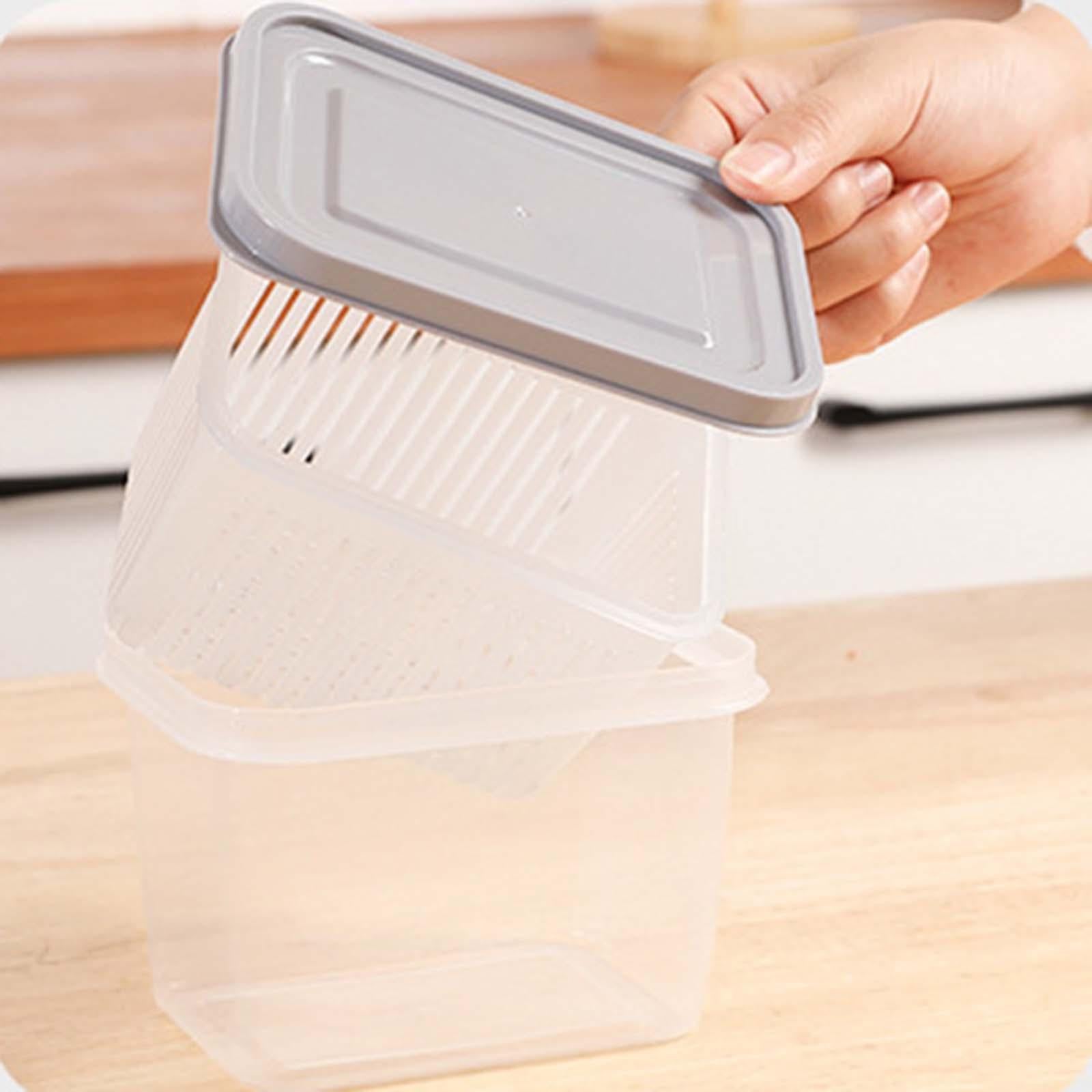 3xFruit Keeper Box Leakproof Kitchen Stackable Non Slip Food Storage Container Gray