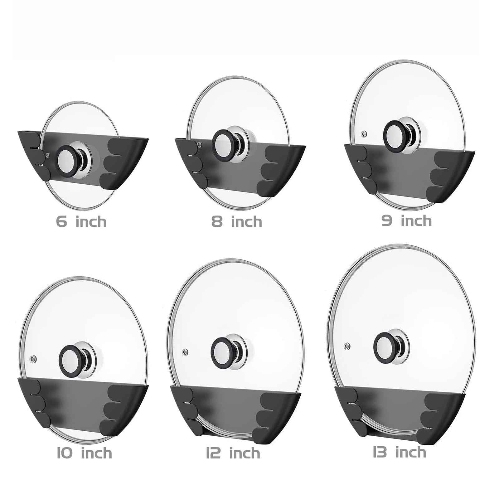 Wall Mount Pot Lid Hanger Portable Pan Storage Rack for Plates Board Kitchen Black