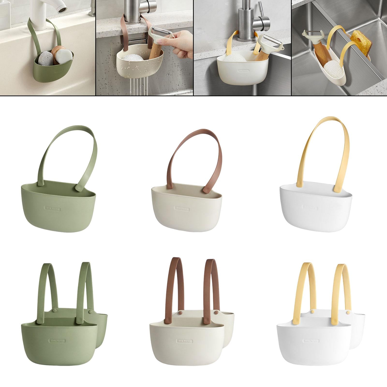 4xSink Drain Rack Sink Organizer Sink Drain Hanging Bag for Sink Basin Kitchen green single layer