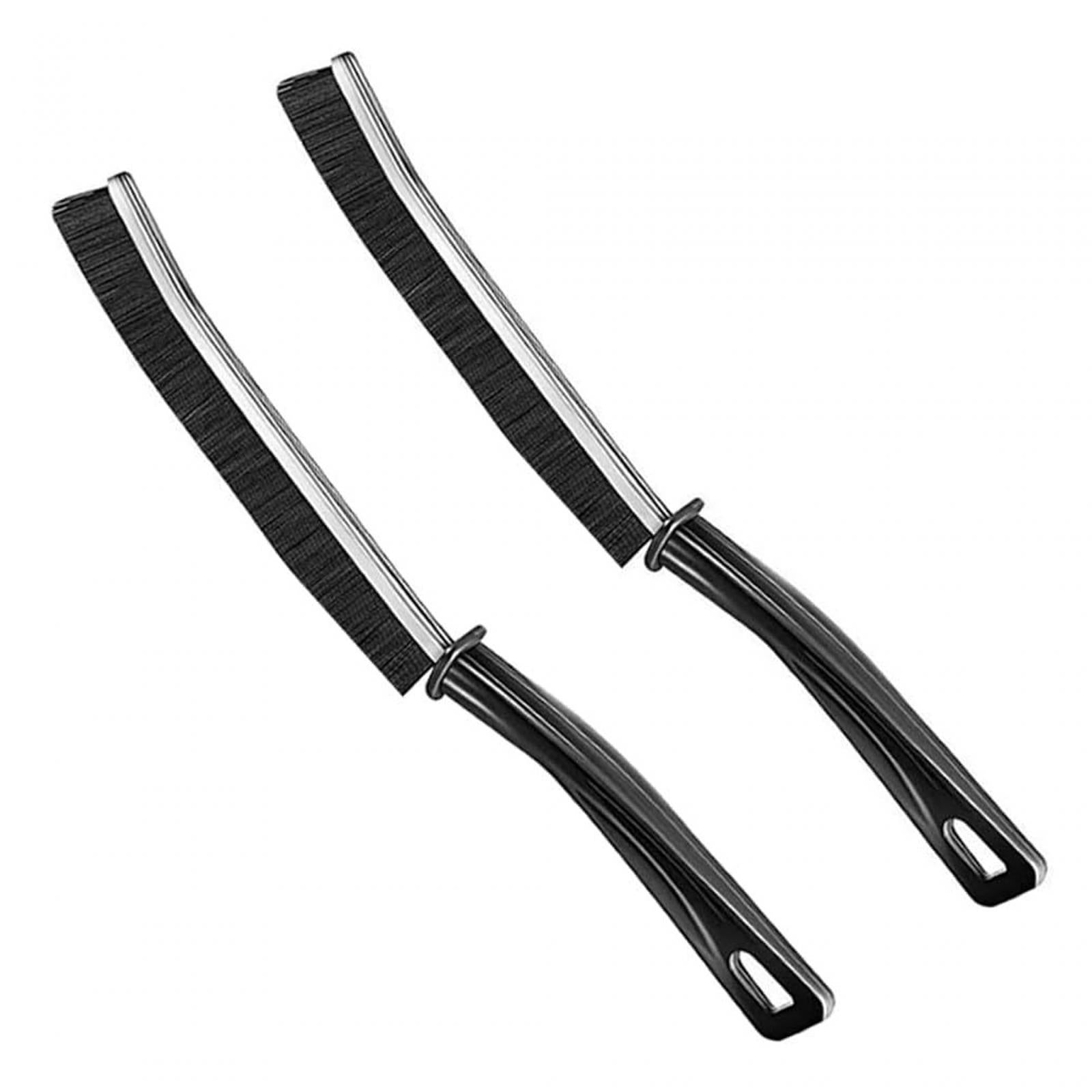 2xCrevice Brush Handheld Groove Cleaning Brush for Shower Bathtubs Dining Room White with black