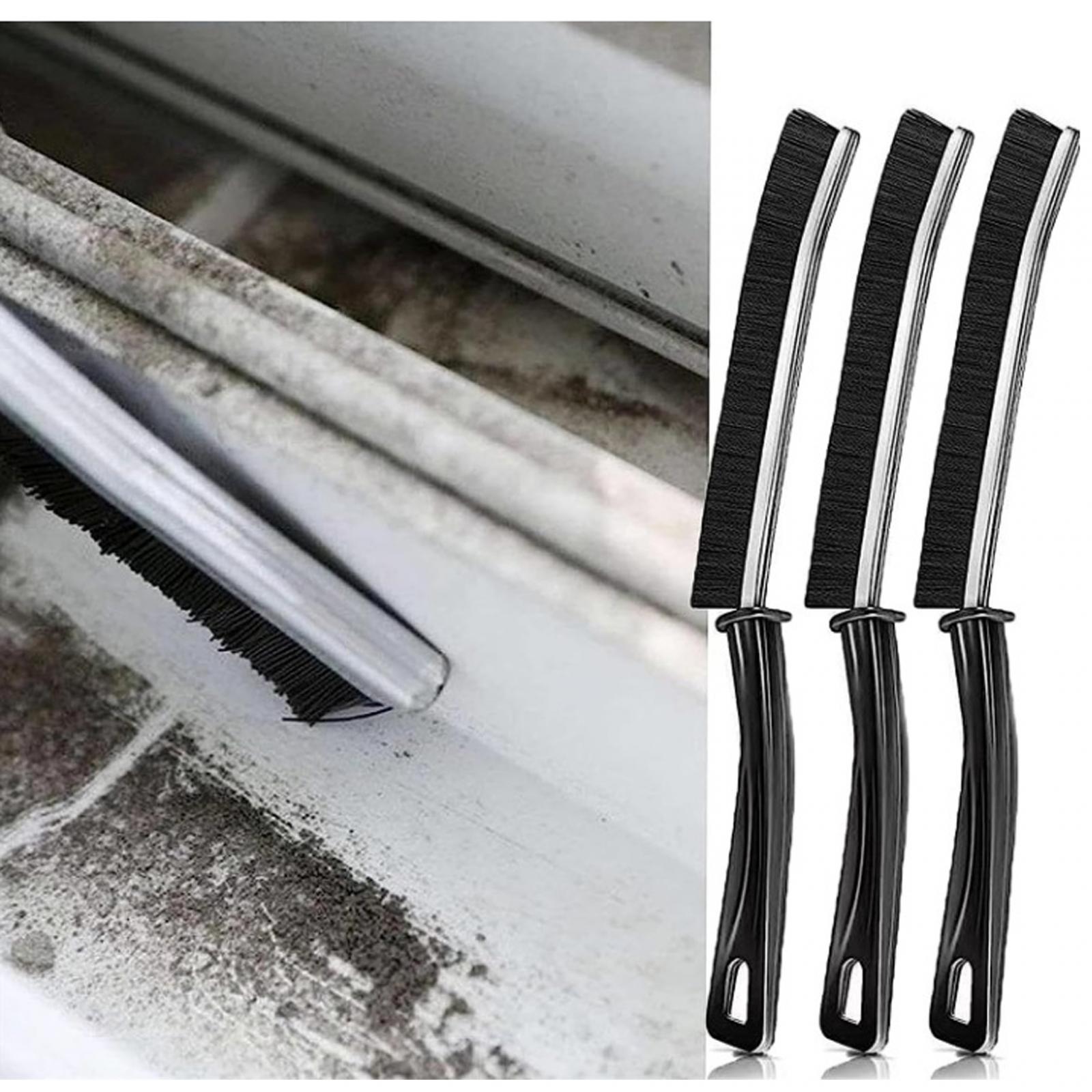2xCrevice Brush Handheld Groove Cleaning Brush for Shower Bathtubs Dining Room White with black