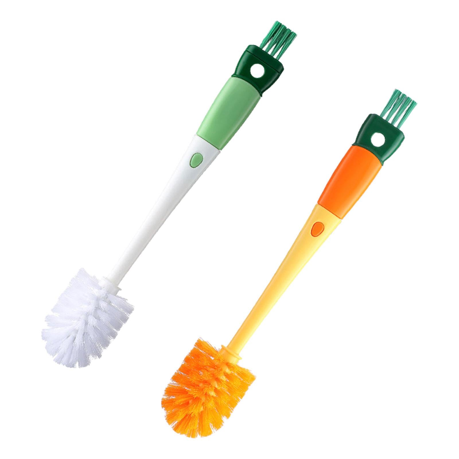 2xKitchen Bottle Brush Portable Household Cleaning Brush for Cups Mugs Bottles Orange