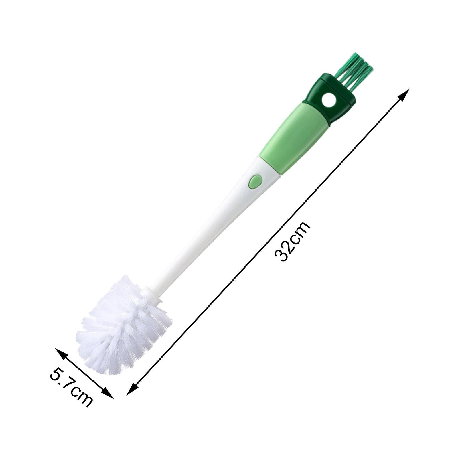 2xKitchen Bottle Brush Portable Household Cleaning Brush for Cups Mugs Bottles Green
